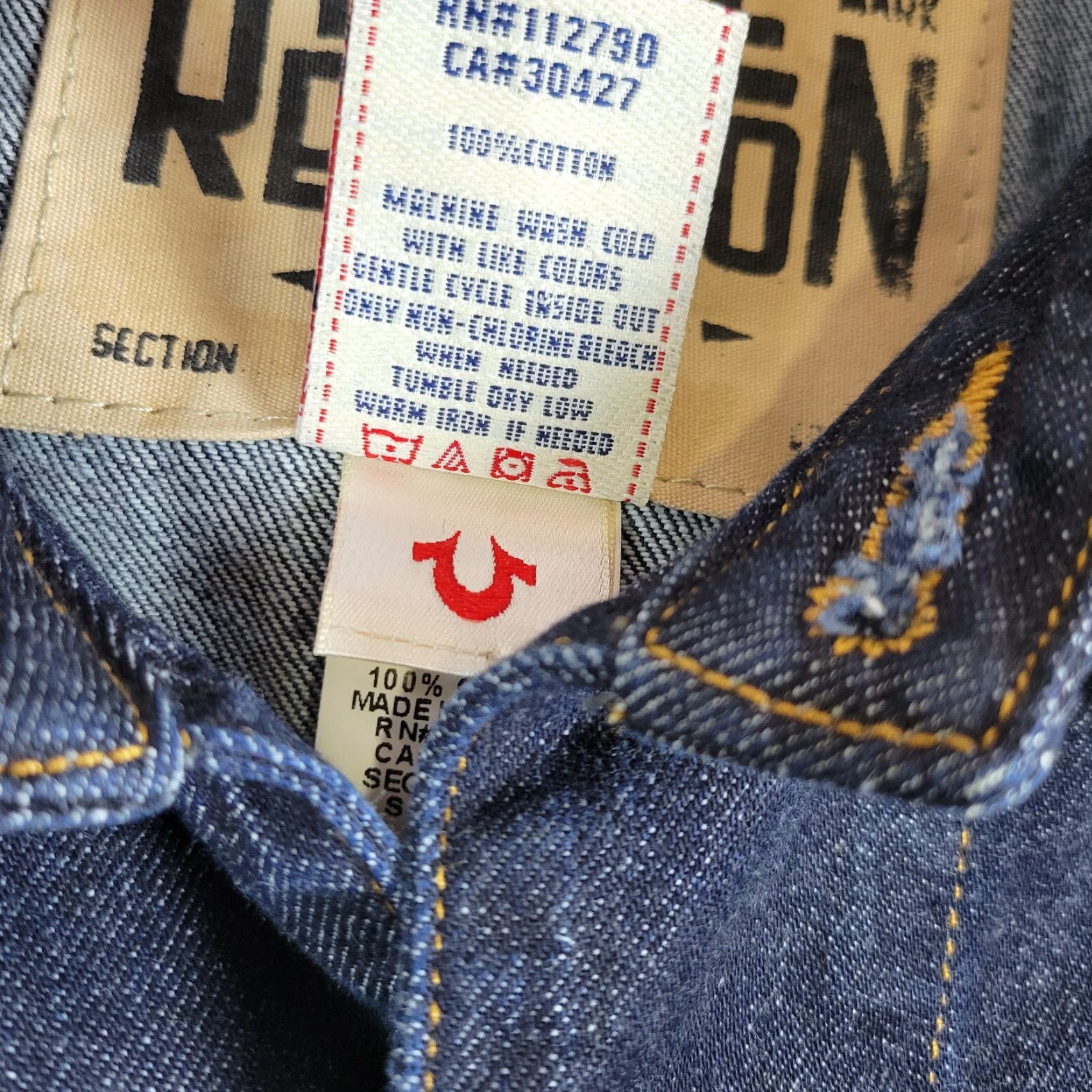 True Religion VINTAGE True Religion Denim Jacket Womens L Blue Chore Dark Wash Distressed Y2K Grunge Size L / US 10 / IT 46 - 6 Thumbnail