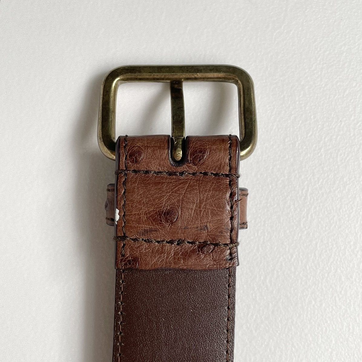 Prada 3cm Brown Ostrich Leather Belt Size 30 - 11 Thumbnail
