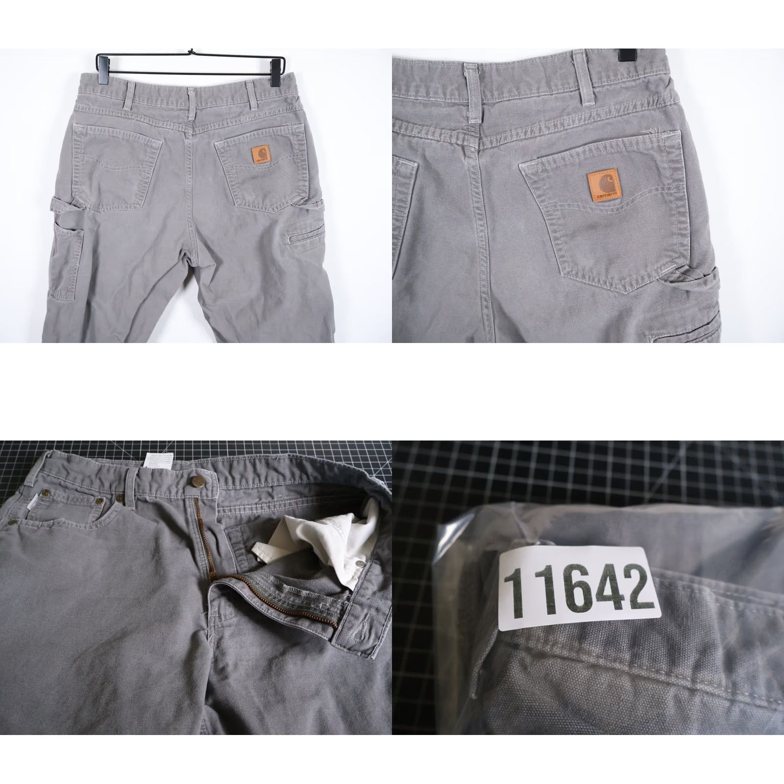 Carhartt Carhartt Loose Fit Carpenter Pants Mens 32 33 Gray Cotton Zip Flat Front Straight Leg 33 Inseam B159-CHR USA Vintage No Size US 33 - 9 Thumbnail