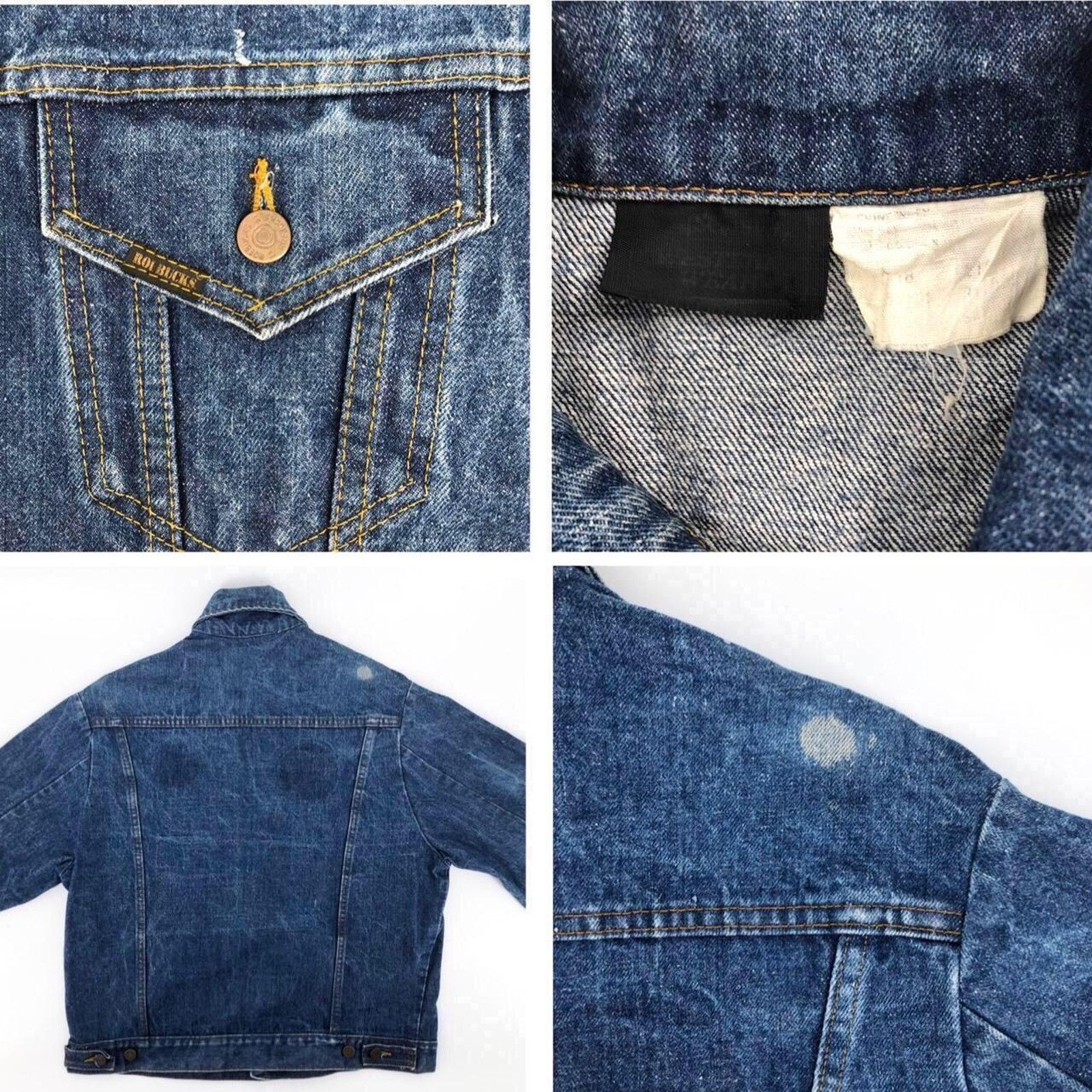Vintage 80s denim trucker jean jacket Roebucks 1980s vintage Size US L / EU 52-54 / 3 - 4 Thumbnail