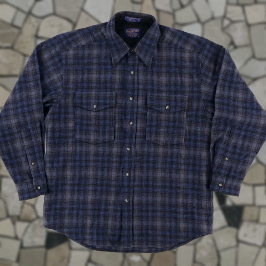 Pendleton Pendleton Outdoor Shirt Wool Plaid Long Sleeve Button Up Shirt Blue Men's M Size US M / EU 48-50 / 2 - 1 Thumbnail