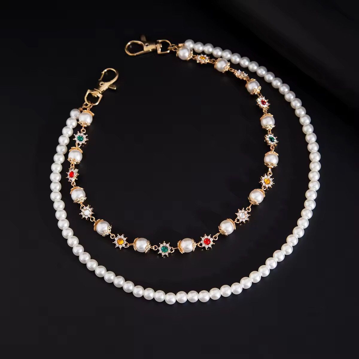 Japanese Brand Round Bead Rhinestone Wallet Chain Size ONE SIZE - 5 Thumbnail