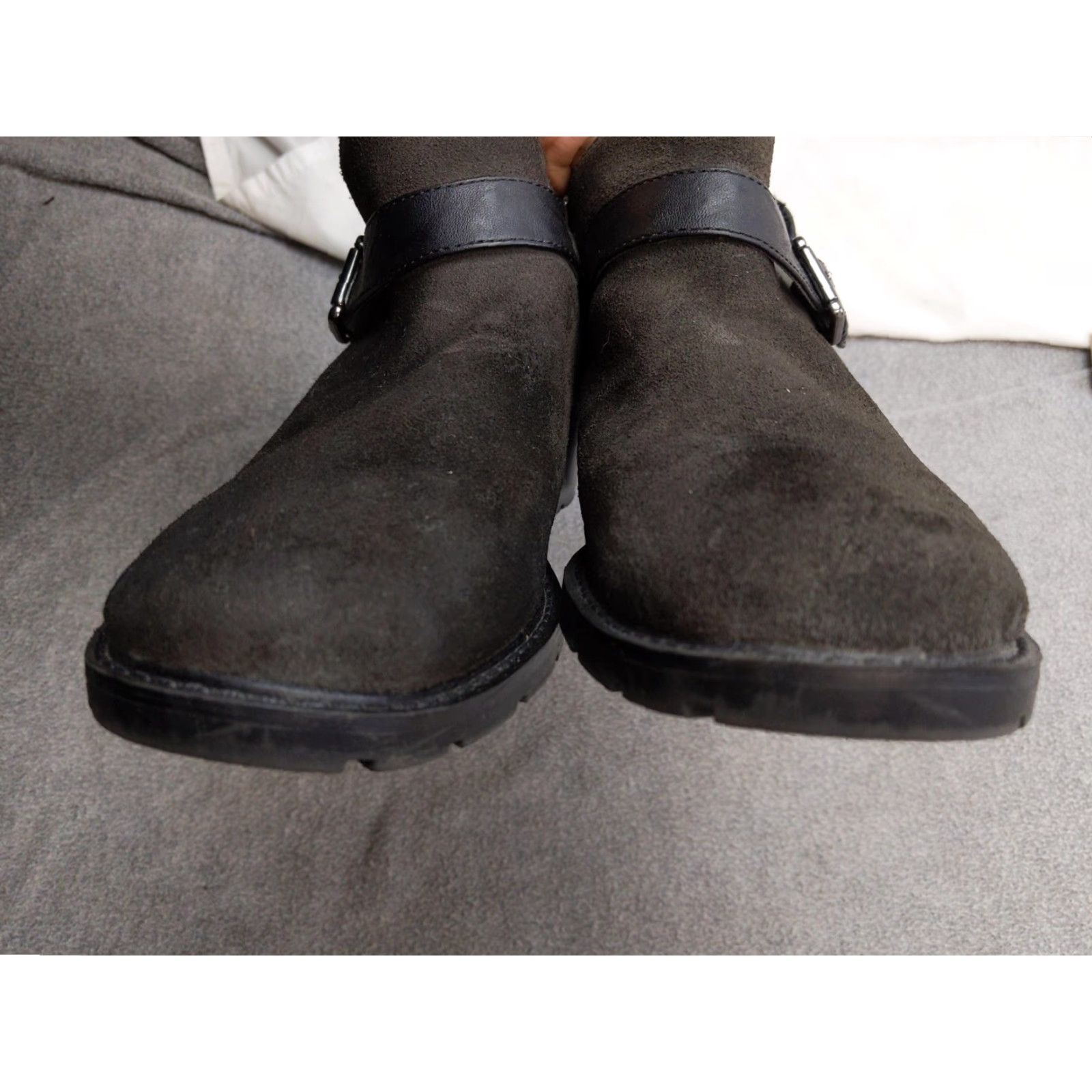 Vintage VINTAGE? No. Sporto Boots Women 9 Black Suede Ankle Booties Faux Fur Lined Zip Buckle Boot Size US 9 / IT 39 - 5 Thumbnail