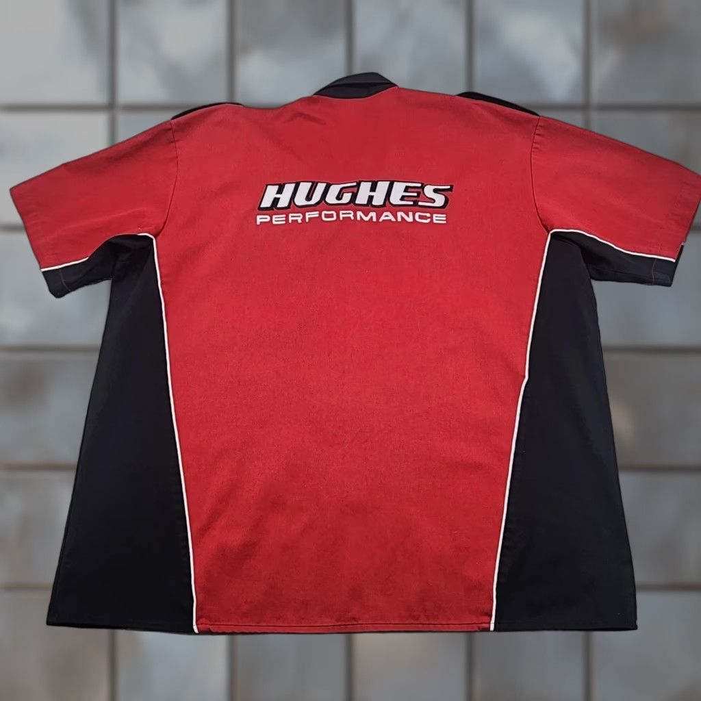 Vintage Hughes Performance Shirt Mens 2XL Red Black Snap Front Pit Crew Work Embroidered Size US XXL / EU 58 / 5 - 1 Thumbnail
