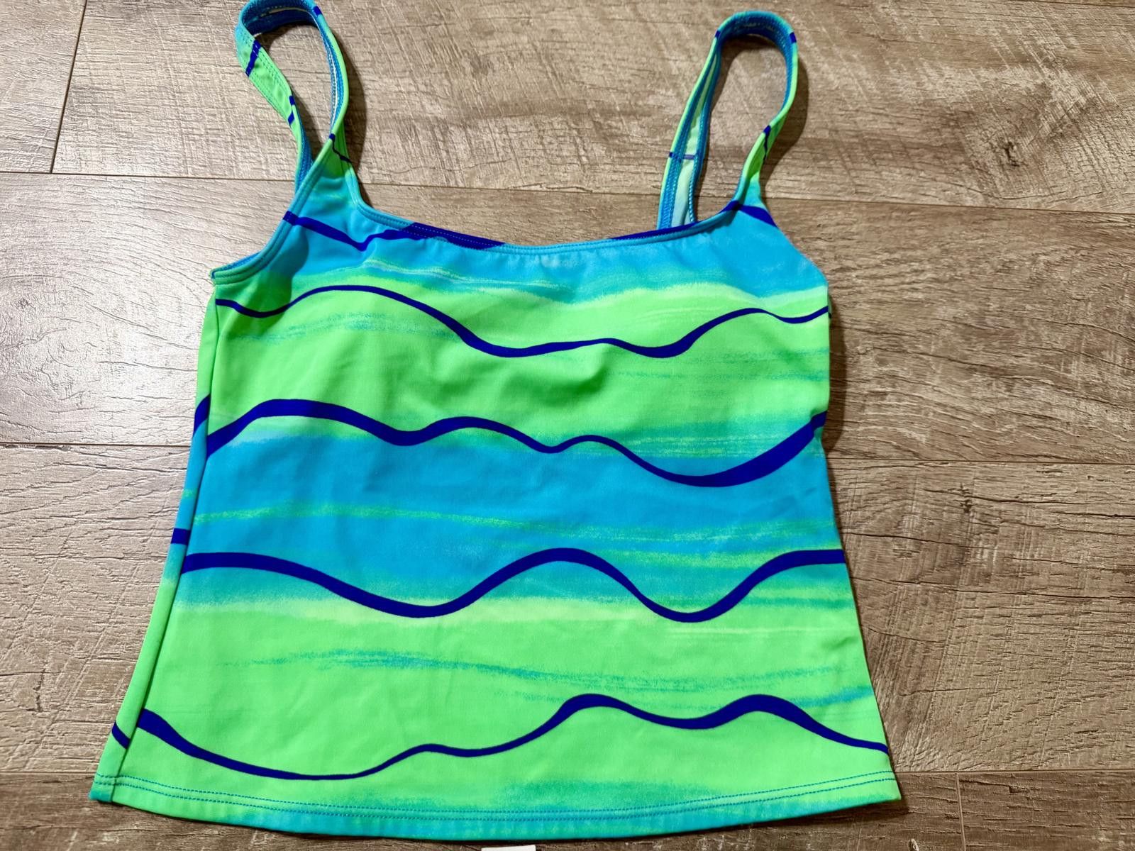 Other Two-Piece Green and Blue Wave Pattern Tankini Swimsuit Size ONE SIZE - 2 Thumbnail