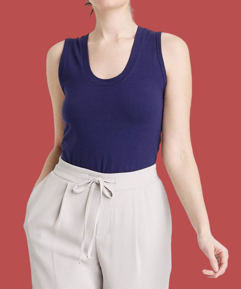 Other A New Day - Women's U-Neck Slim Fit Tank Top - Navy Blue - E Size XS / US 0-2 / IT 36-38 - 1 Thumbnail