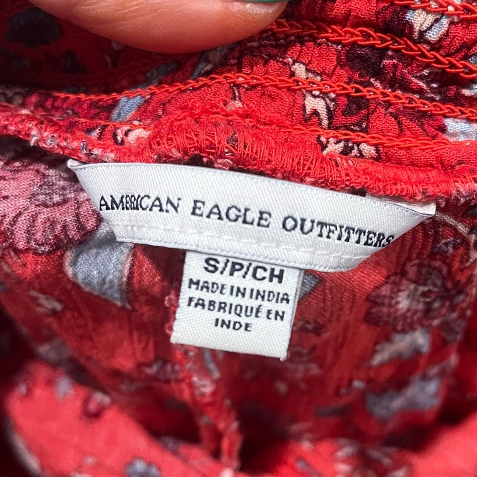 American Eagle Outfitters American Eagle Floral Short Elastic Waist Pull-On Red SZ S Size 26" / US 2 / IT 38 - 2 Thumbnail