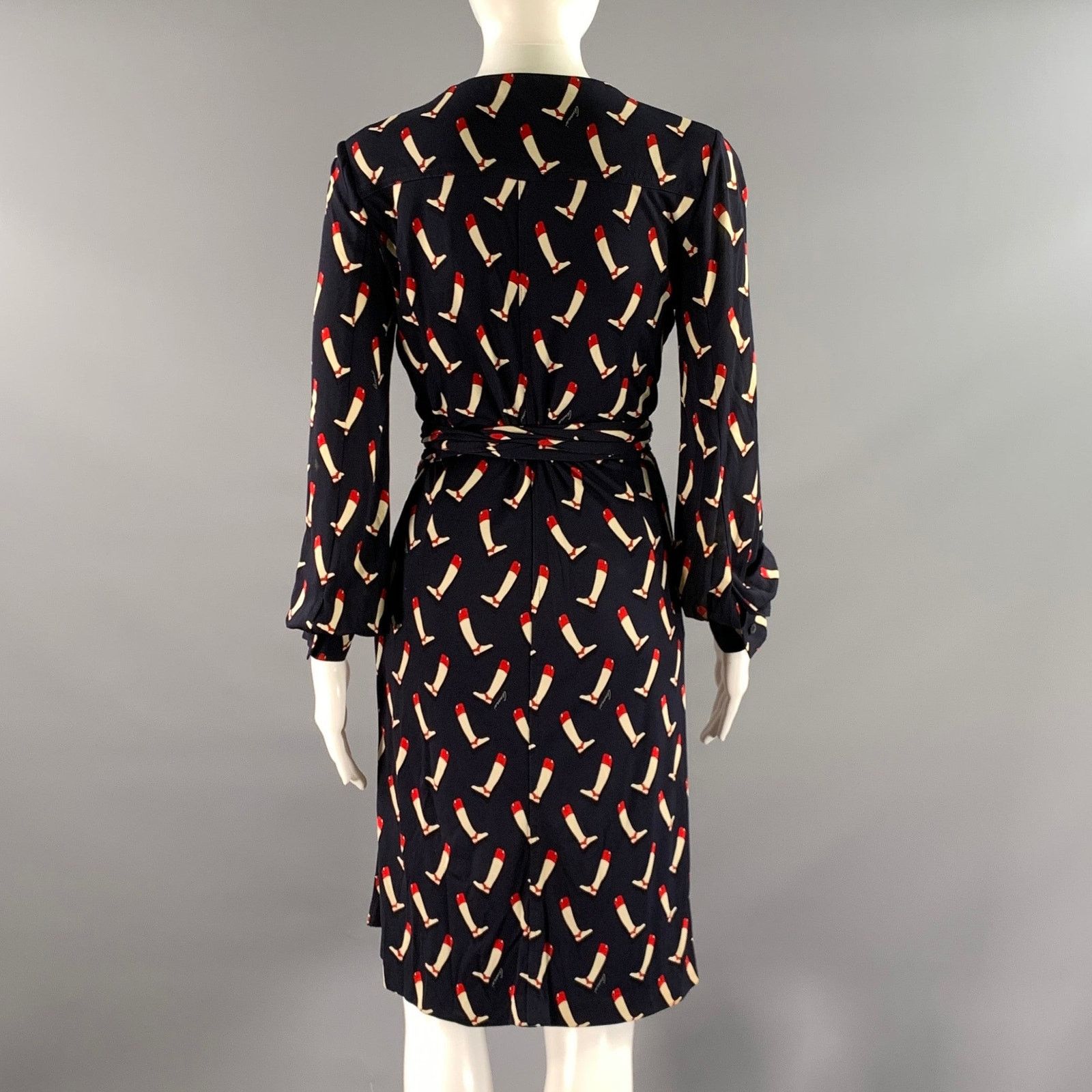 Gucci GUCCI Size 2 Navy Red Silk Riding Boots Wrap Dress Size XS / US 0-2 / IT 36-38 - 5 Thumbnail