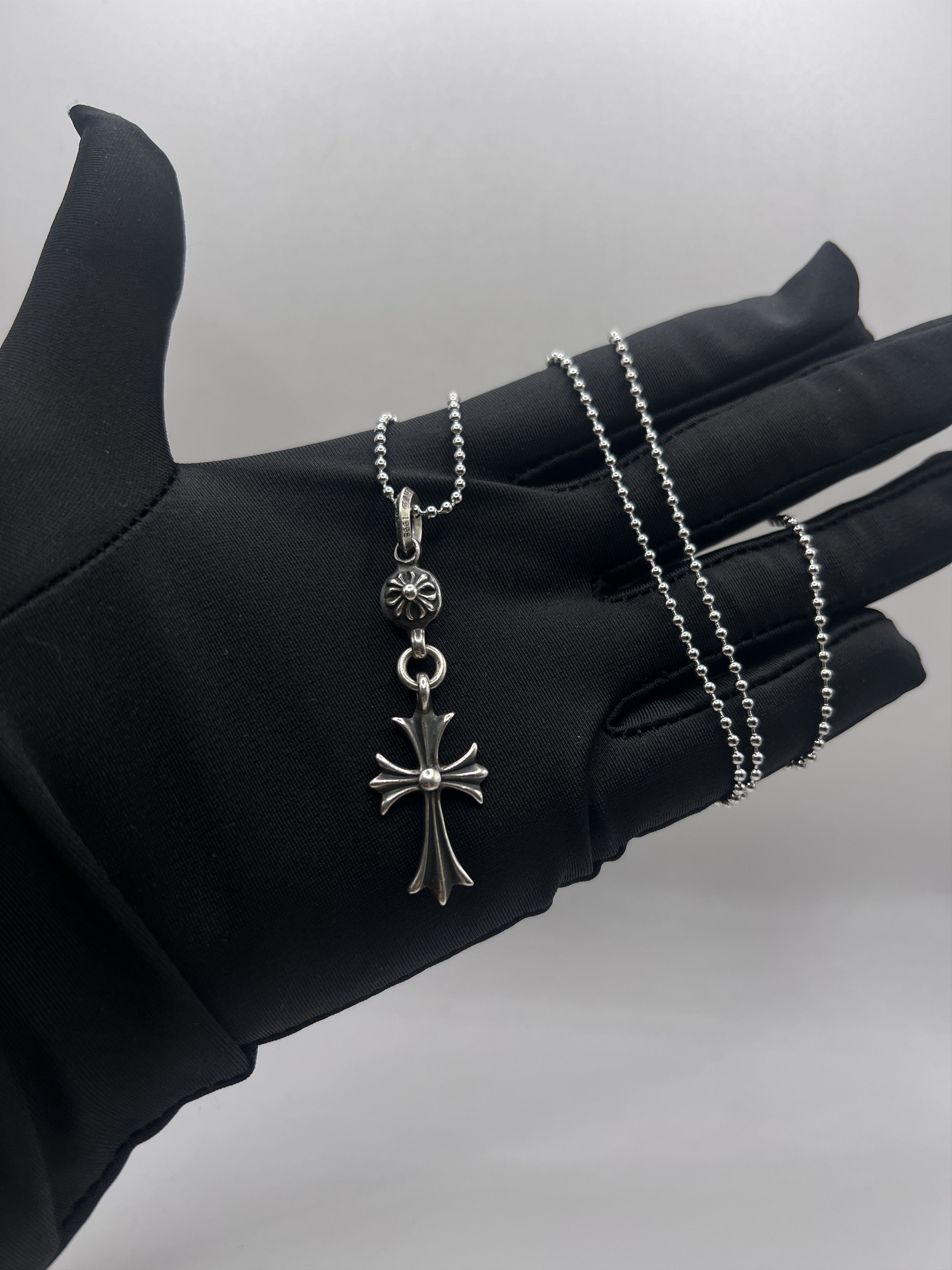 Chrome Hearts Chrome Hearts 1 Ball TINY CROSS Pendant With Ball Chain Size ONE SIZE - 1 Thumbnail
