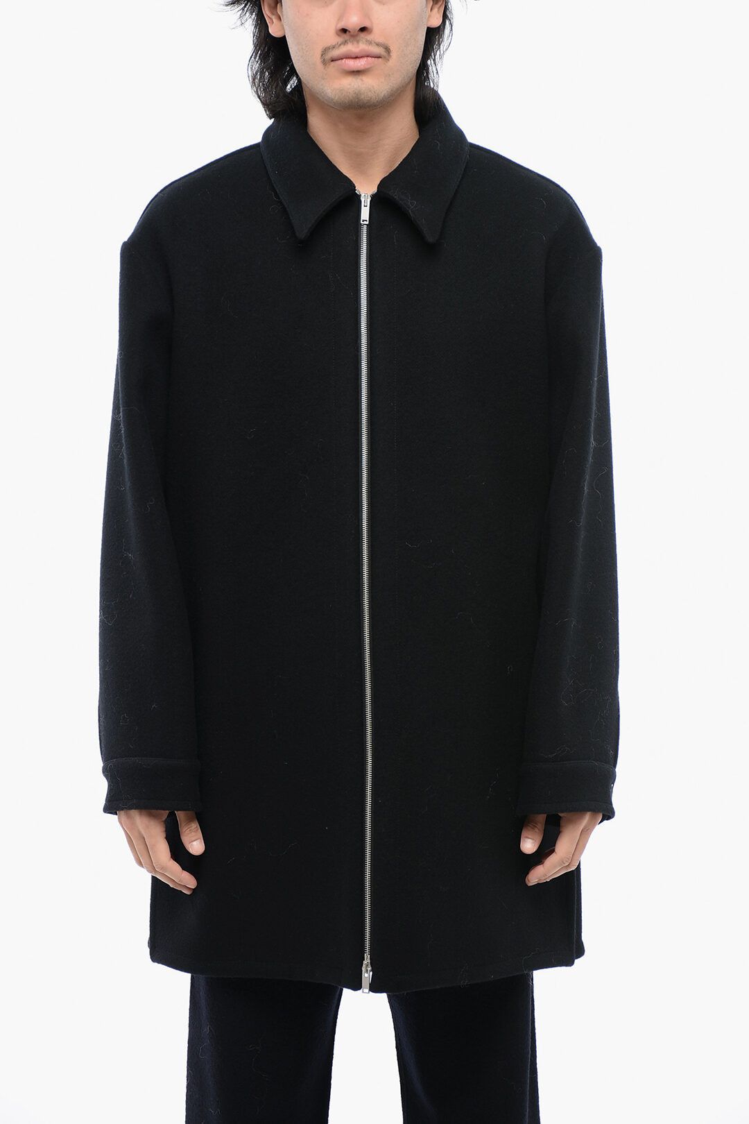 Jil Sander og1mm0625 Zipped Wool Coat in Black Size US M / EU 48-50 / 2 - 1 Thumbnail
