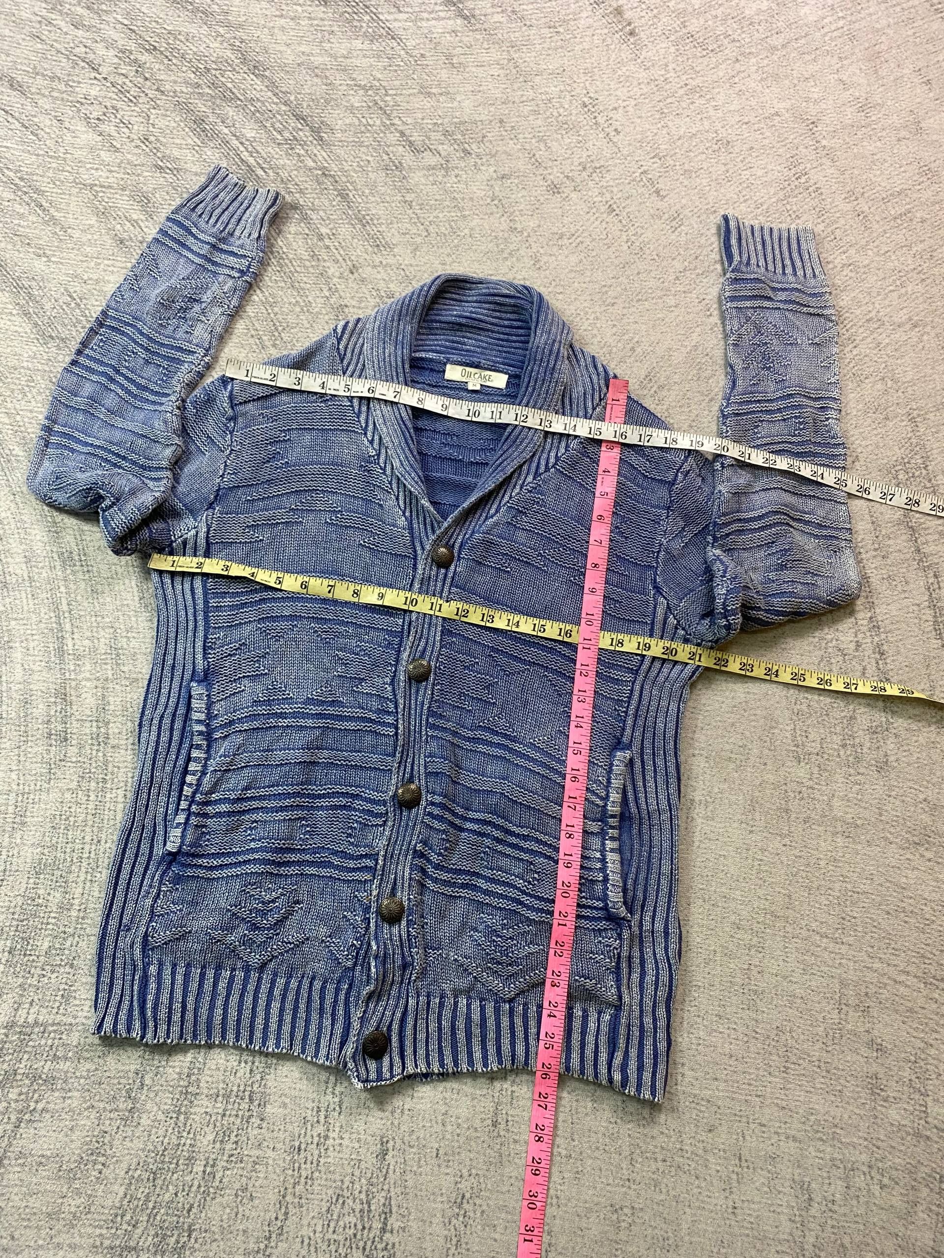 Japanese Brand Oilcake Indigo Textured Knit Shawl Collar Sweater Cardigan Size US M / EU 48-50 / 2 - 10 Thumbnail