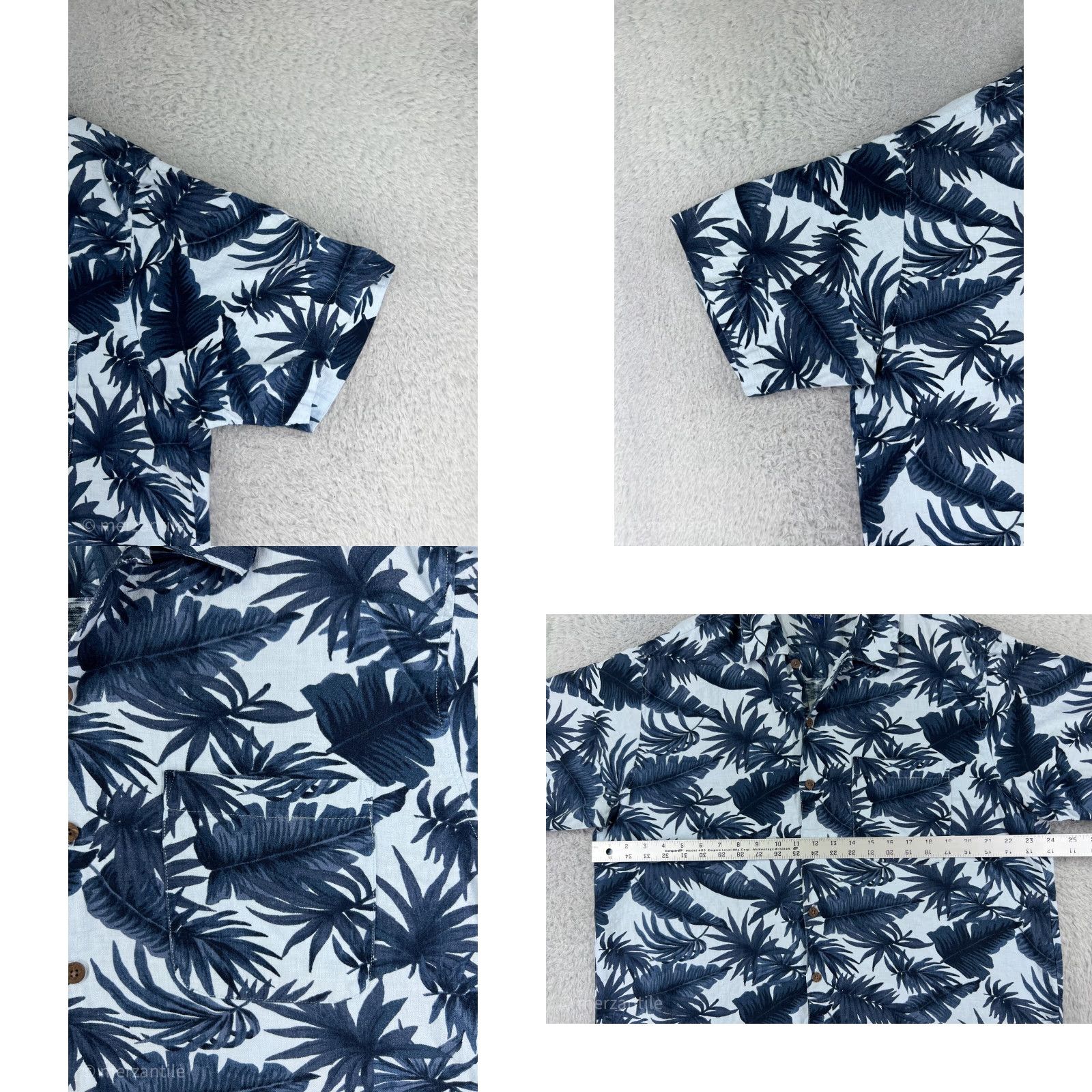 High Sierra High Sierra Shirt Mens Large Blue Floral Hibiscus Palm Button Up Linen Blend Size US L / EU 52-54 / 3 - 8 Thumbnail