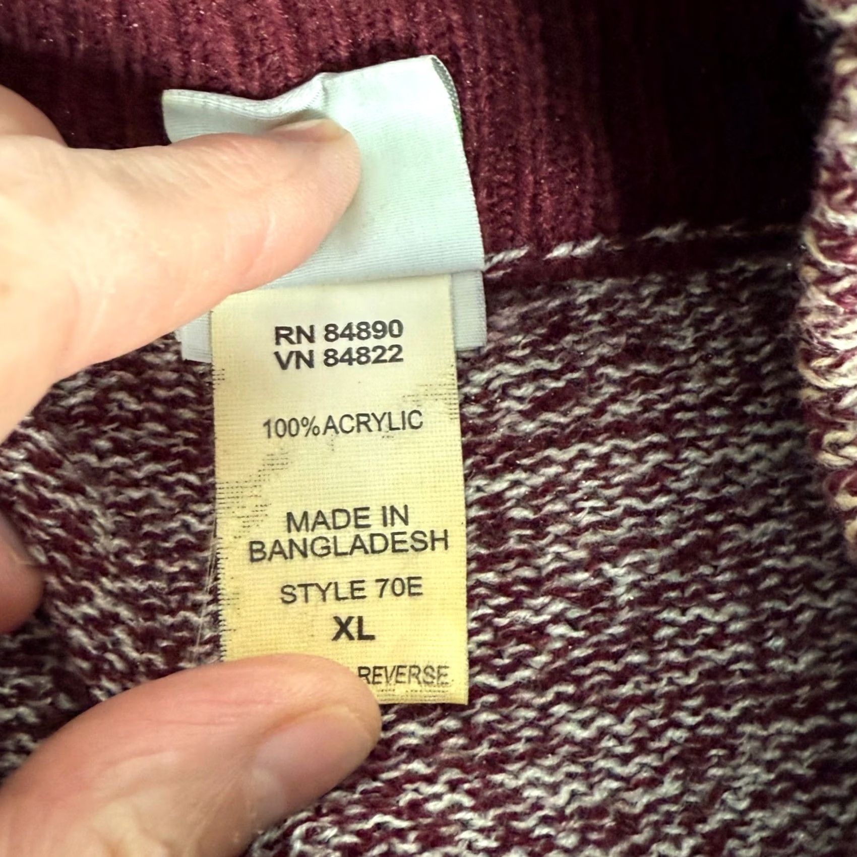 Haband Haband Mens XL Burgundy Argyle Diamond Pattern Full Zip Cardigan Sweater Fall Size US XL / EU 56 / 4 - 4 Thumbnail