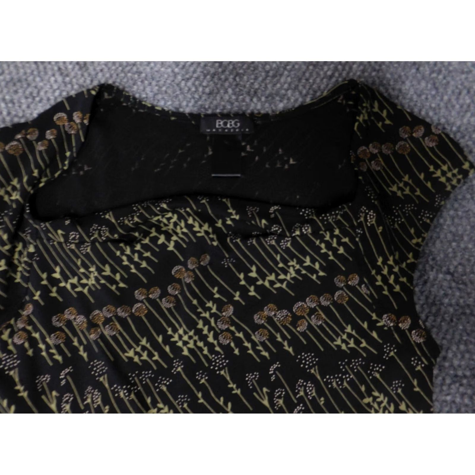 Bcbgmaxazria BCBGMAXAZRIA Womens Dress Small Green Floral A-Line Midi Stretch Short Sleeve Raglan Crew Neck Zip Lined Cotton Rayon Fall Dress Womens Reg Size S Size S / US 4 / IT 40 - 5 Thumbnail
