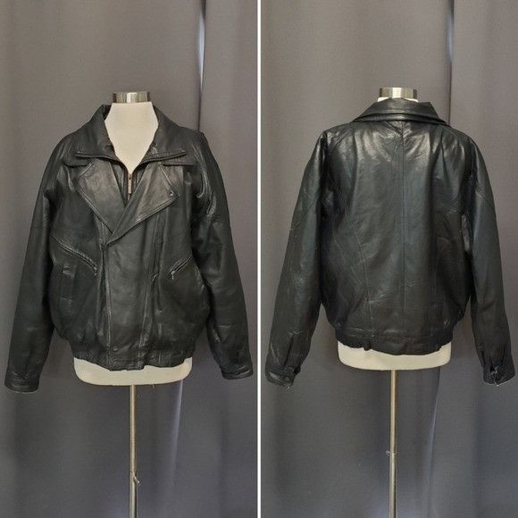 Mens Vintage Paulo Solari Faux good Leather Motorcycle Cafe Racer Jacket sz 4XL