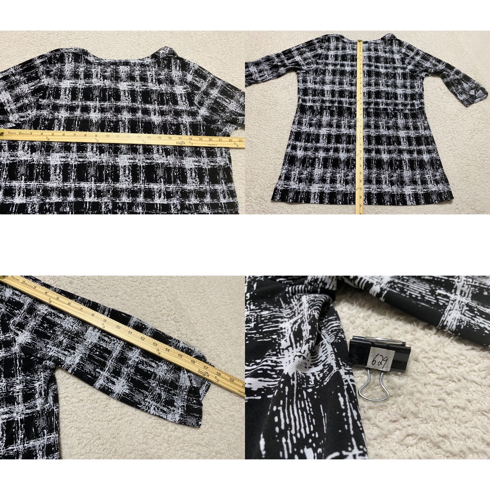 Vintage CJ Banks Womens 1X Plus Shirt Black Geometric 3/4 Sleeve Polyester V-Neck Size XL / US 12-14 / IT 48-50 - 8 Thumbnail