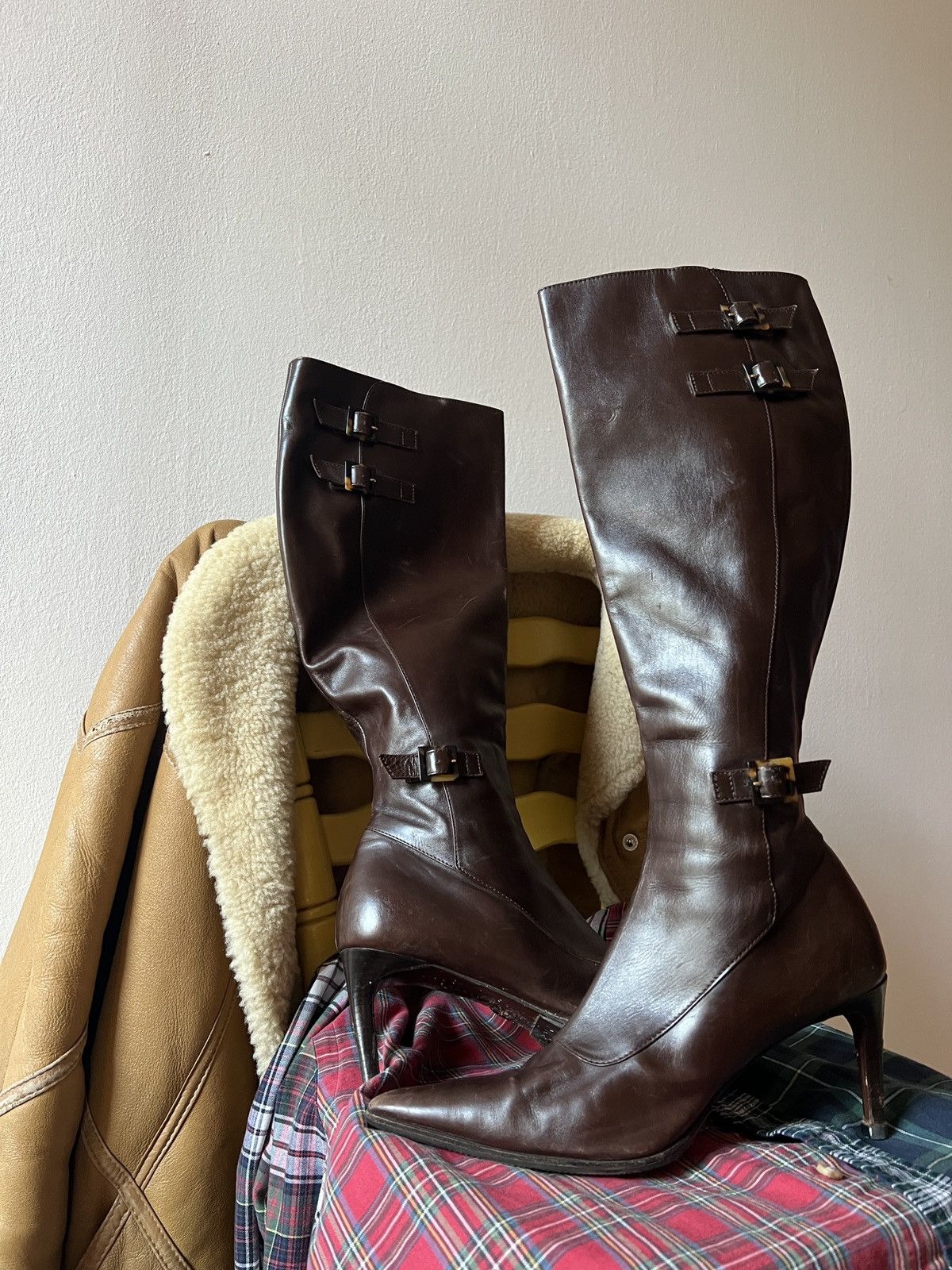 Ralph Lauren Purple Label Vintage Ralph Lauren Purple Label Leather High Heels Boots Size US 10.5 / IT 40.5 - 3 Thumbnail
