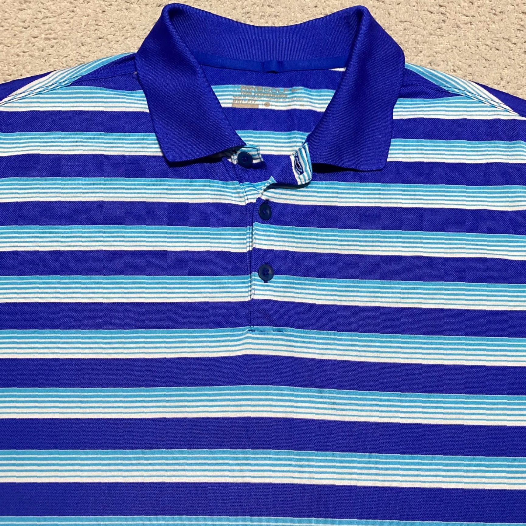 Nike Nike Golf Polo Shirt Men XL Dri-Fit Striped Blue Short Sleeve Athletic Size US XL / EU 56 / 4 - 6 Thumbnail
