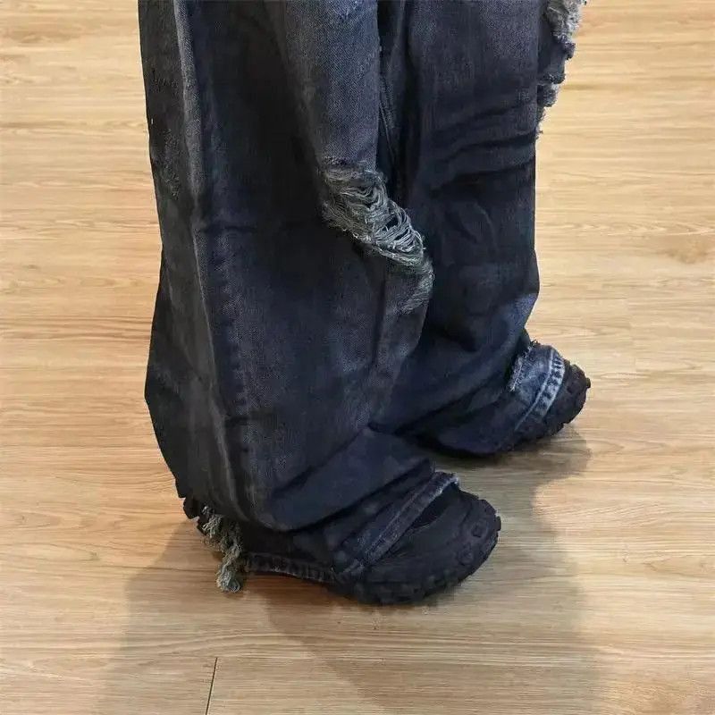 Japanese Brand Retro washed distressed hole graffiti dirty dyed jeans Size US 32 / EU 48 - 4 Thumbnail