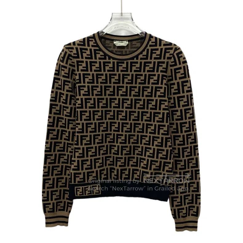 Fendi Fendi Dark brown logo letter printed round-neck long-sleev Size XS / US 0-2 / IT 36-38 - 1 Thumbnail