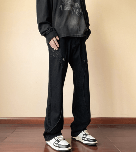 Jean American high street cool straight loose flared casual jeans Size US 32 / EU 48 - 3 Thumbnail