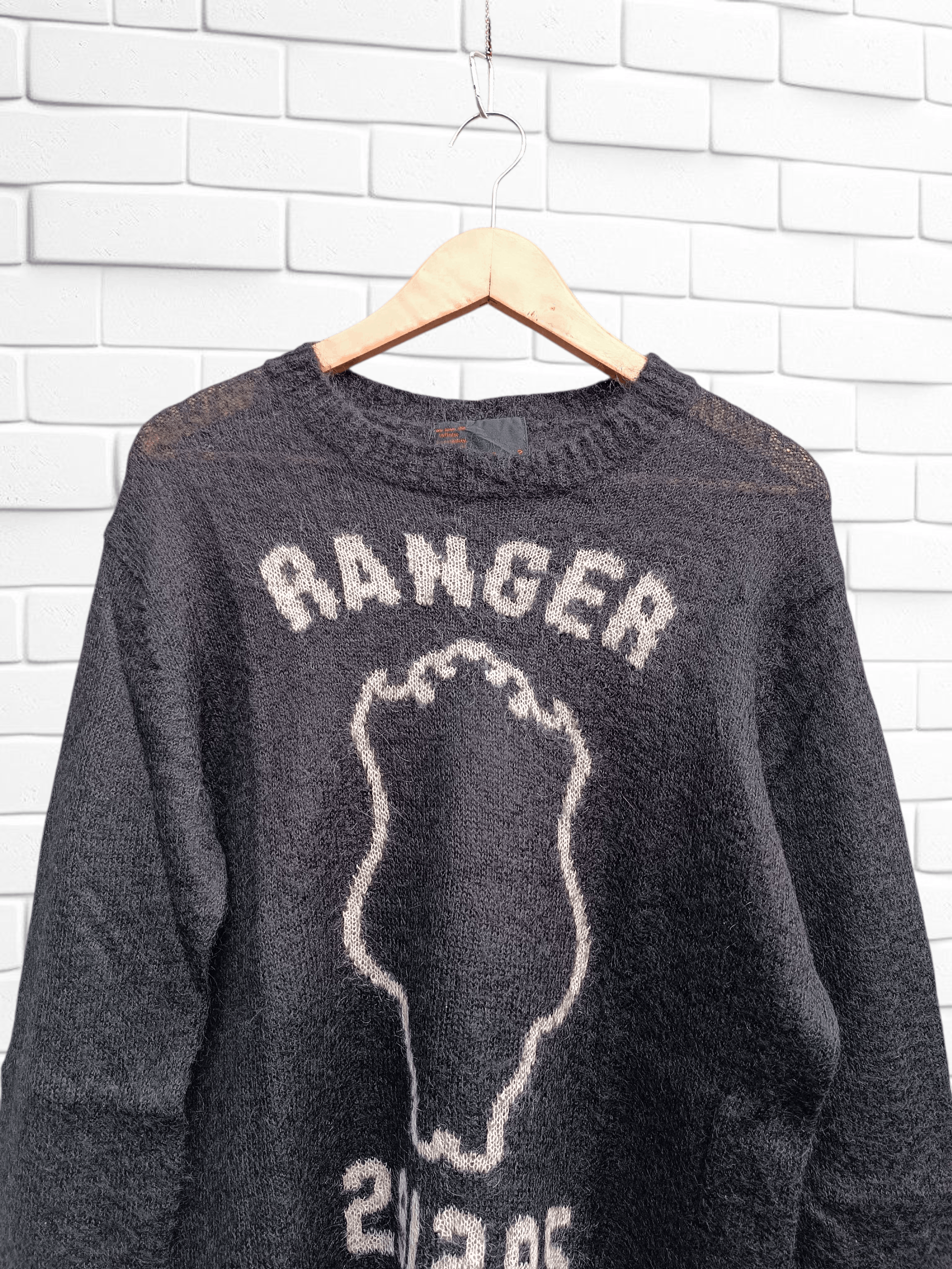 Japanese Brand 291295=Homme Mohair Ranger Sheild Knit Numbernine Style Size US L / EU 52-54 / 3 - 3 Thumbnail