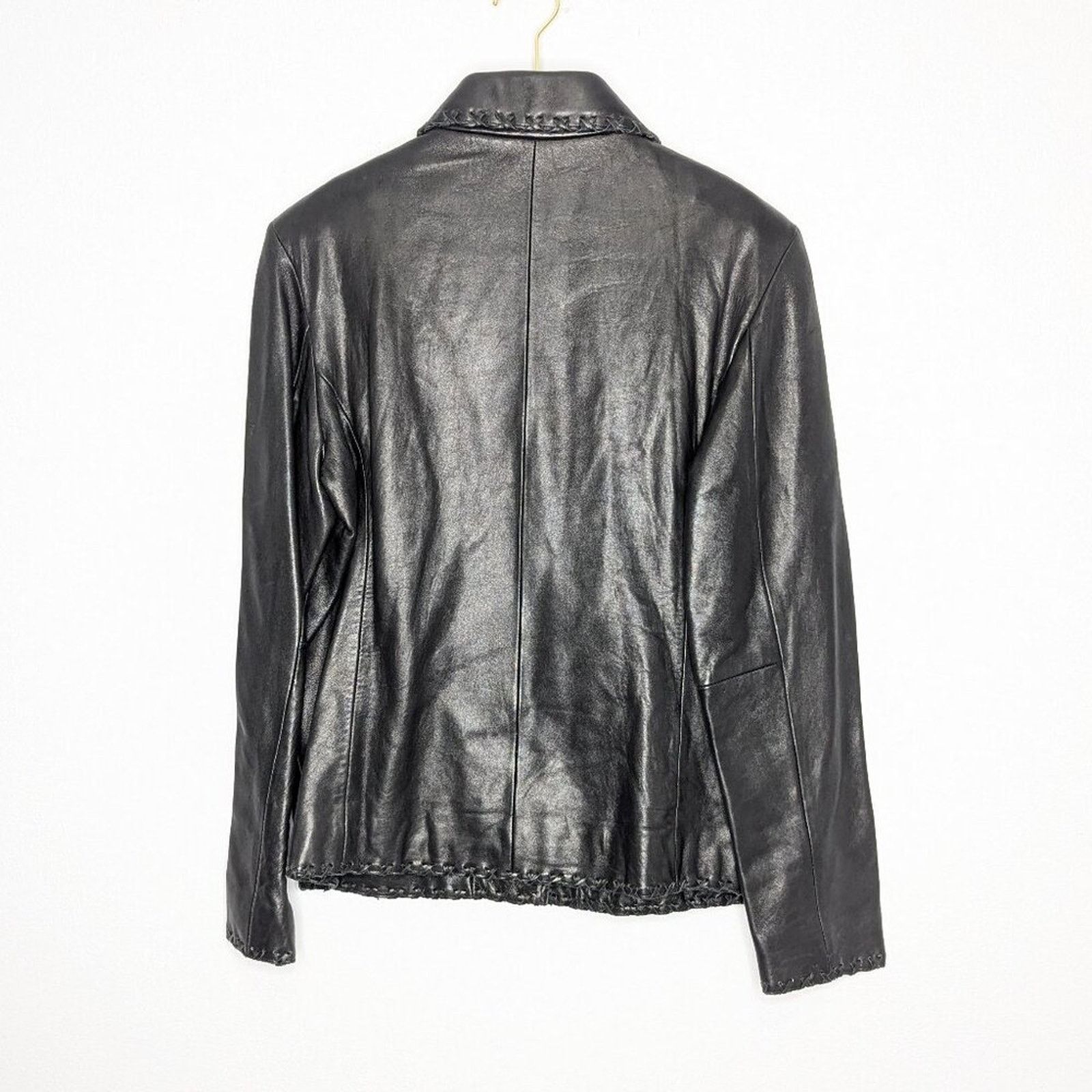 Vintage Vintage Jones New York Black Leather Long Sleeve Blazer L Size L / US 10 / IT 46 - 2 Thumbnail