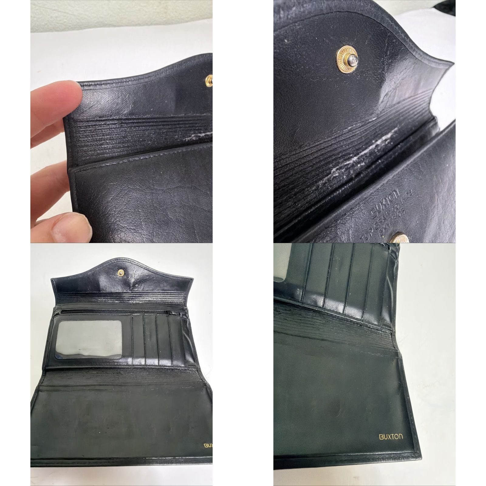 Vintage VINTAGE Buxton Leather wallet Black 7x4 With Coin Purse On Back Size ONE SIZE - 10 Thumbnail