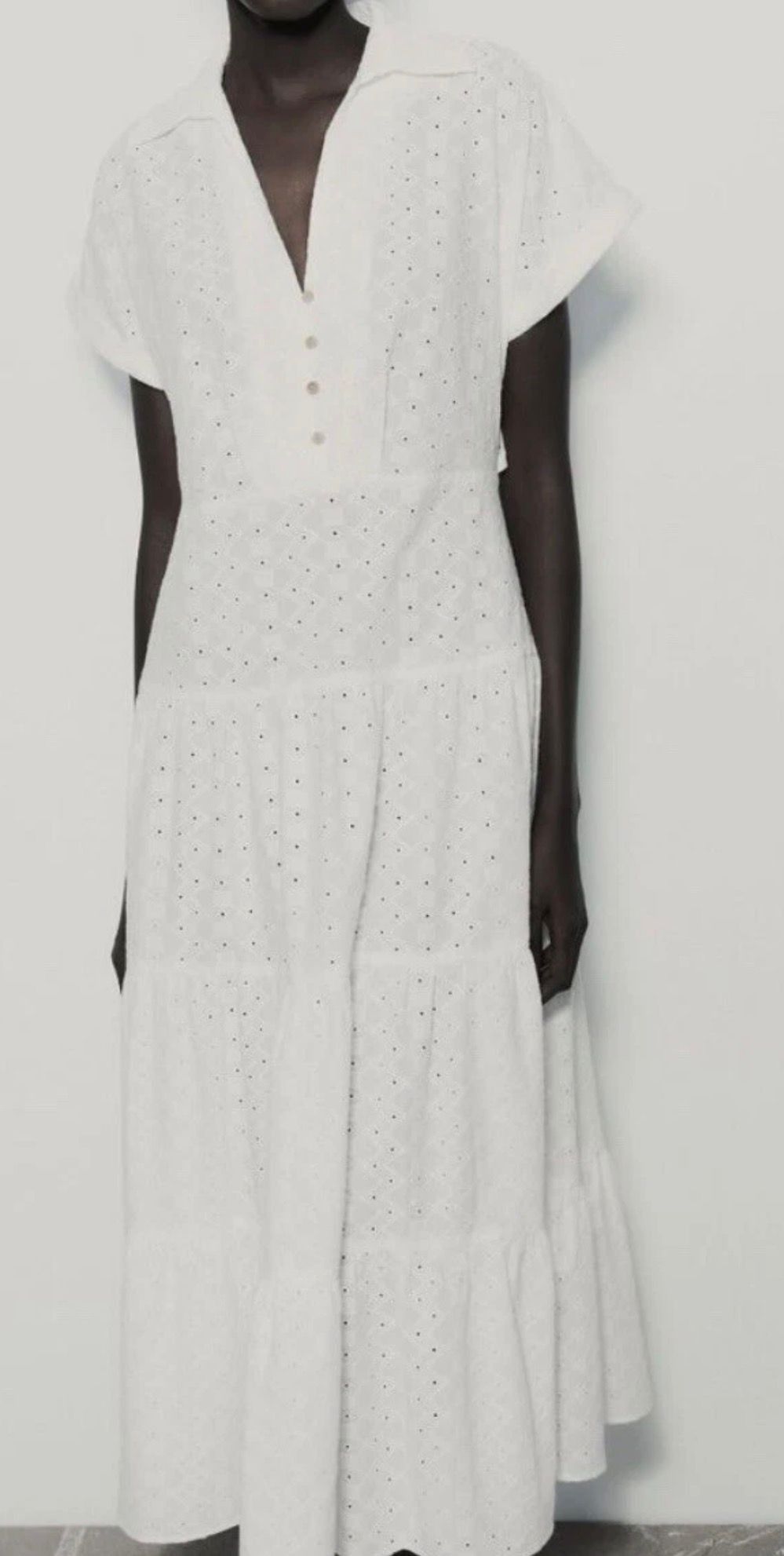 Zara ZARA Shirt Dress Cutwork Embroidery Midi White Tier size S Size S / US 4 / IT 40 - 10 Thumbnail