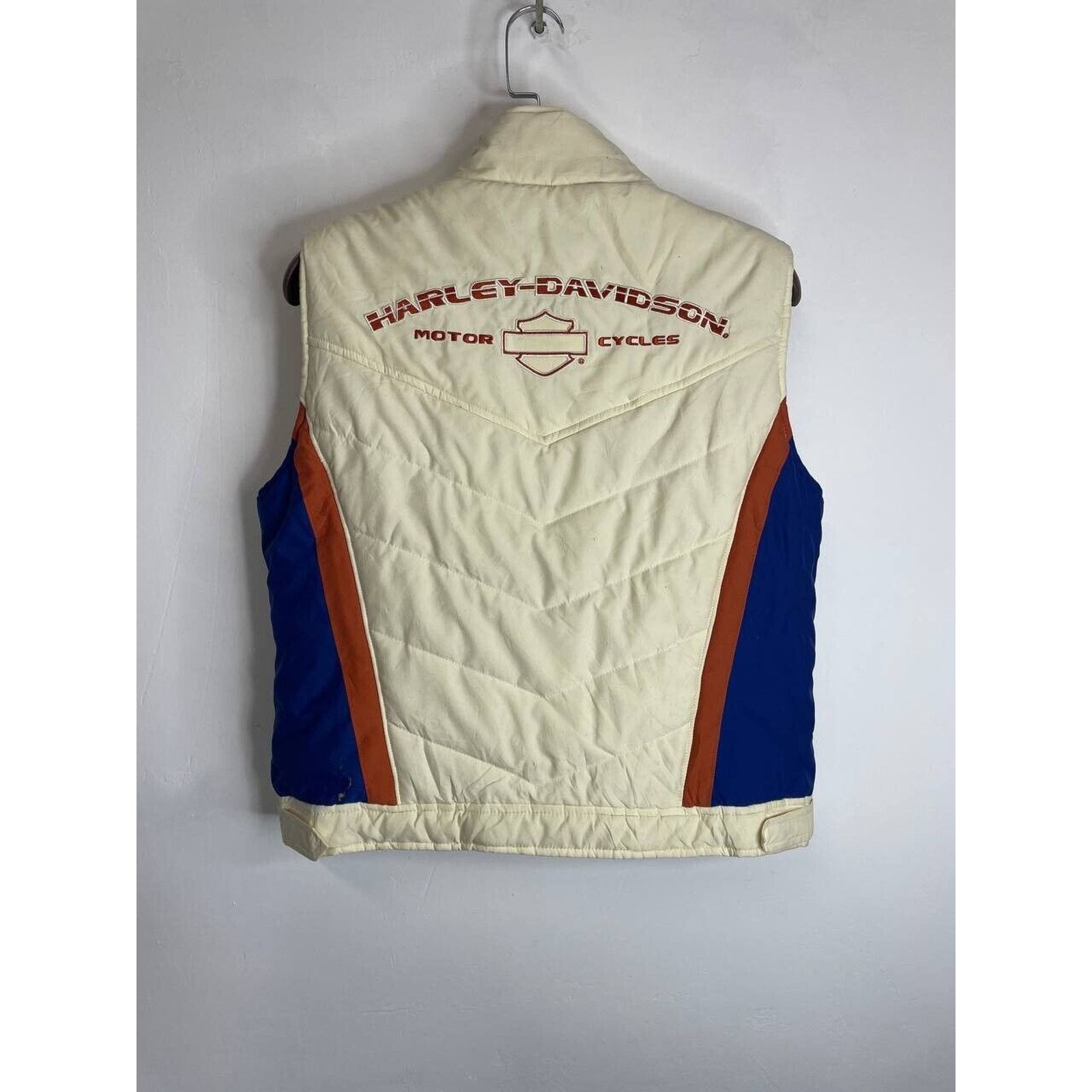 Harley Davidson × Vintage Vintage Harley-Davidson Quilted Puffer Vest Cream Size M Size M / US 6-8 / IT 42-44 - 4 Thumbnail