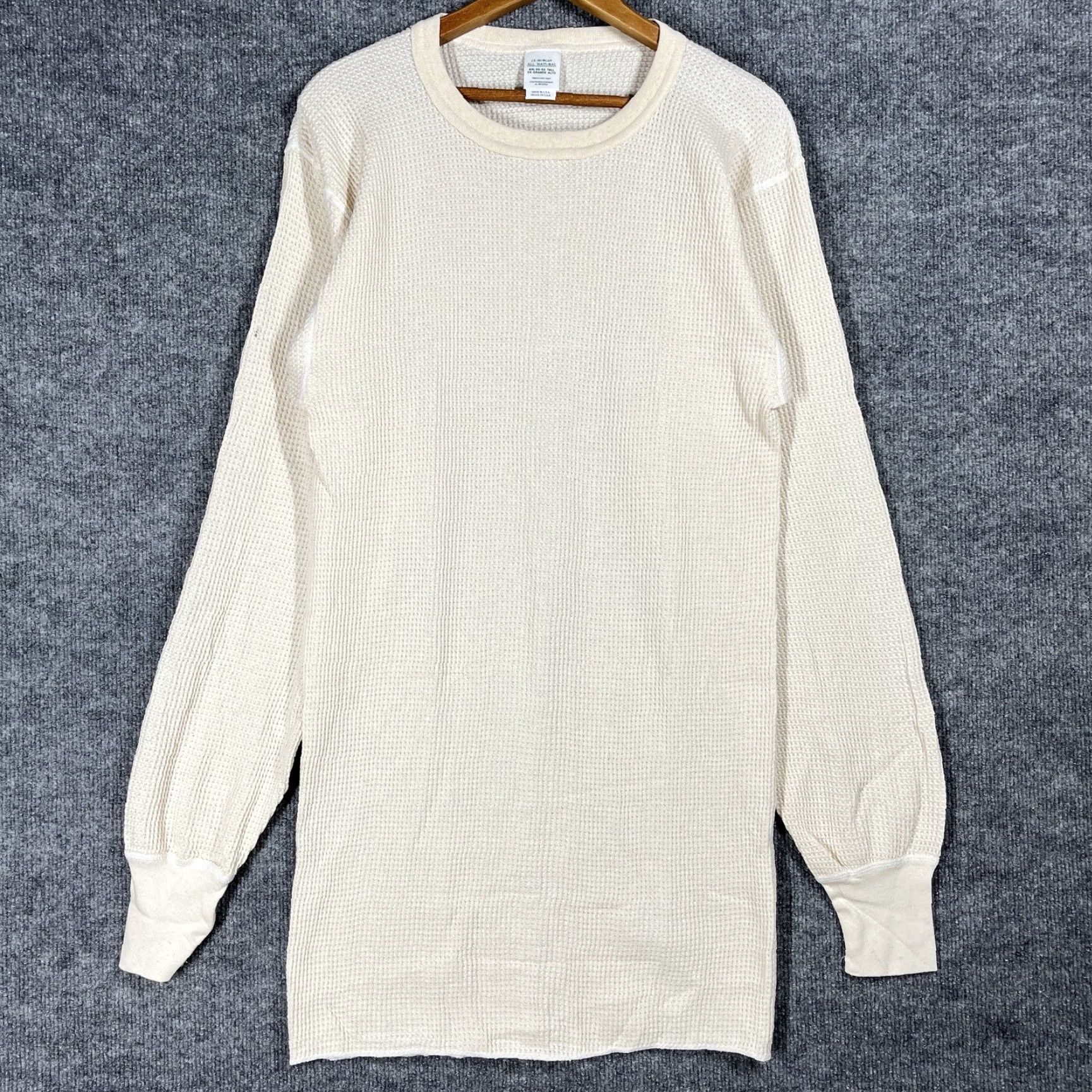 Vintage VINTAGE JE Morgan Thermal Shirt Mens 2XL Tall White USA 80s 90s Cotton Knit Crew Neck Long Sleeve Woolless No. Size US XXL / EU 58 / 5 - 2 Thumbnail