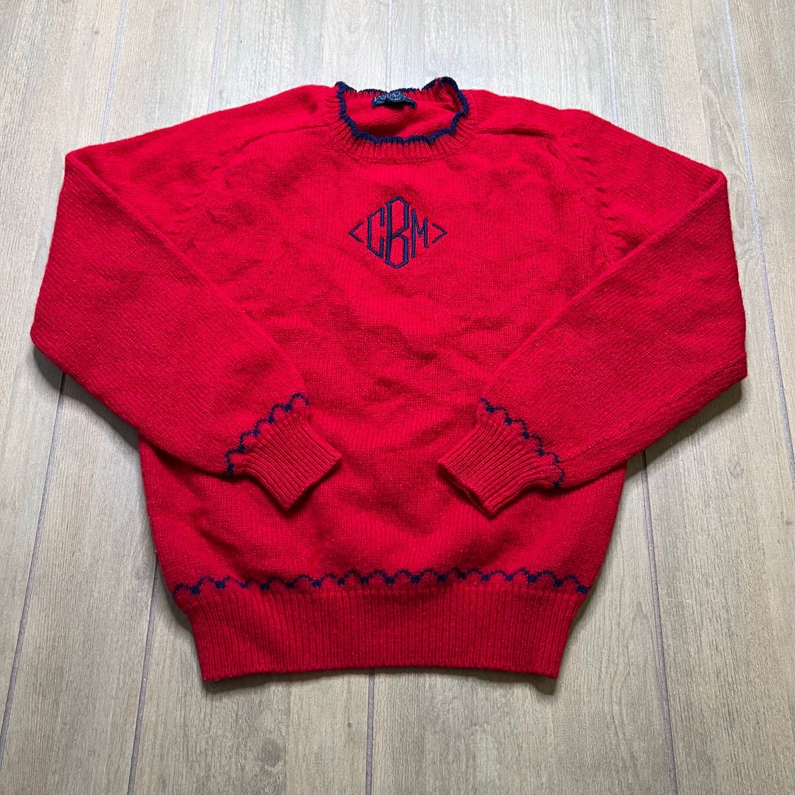 Vintage Vintage Lands’ End Red Wool Sweater Womens M Monogram CBM Size M / US 6-8 / IT 42-44 - 1 Thumbnail