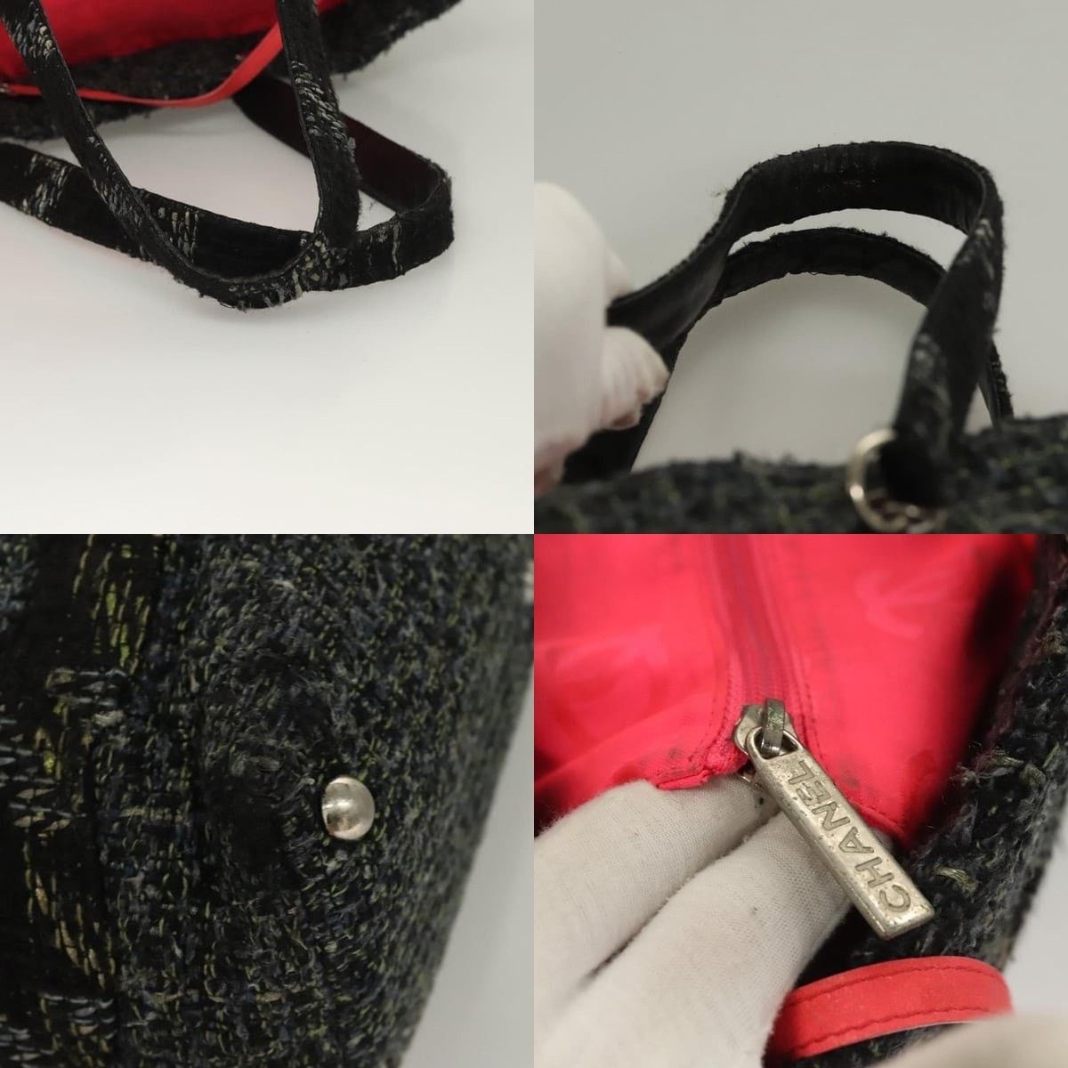 Chanel Chanel Tweed Black Silver CC Tote Bag Size ONE SIZE - 4 Thumbnail