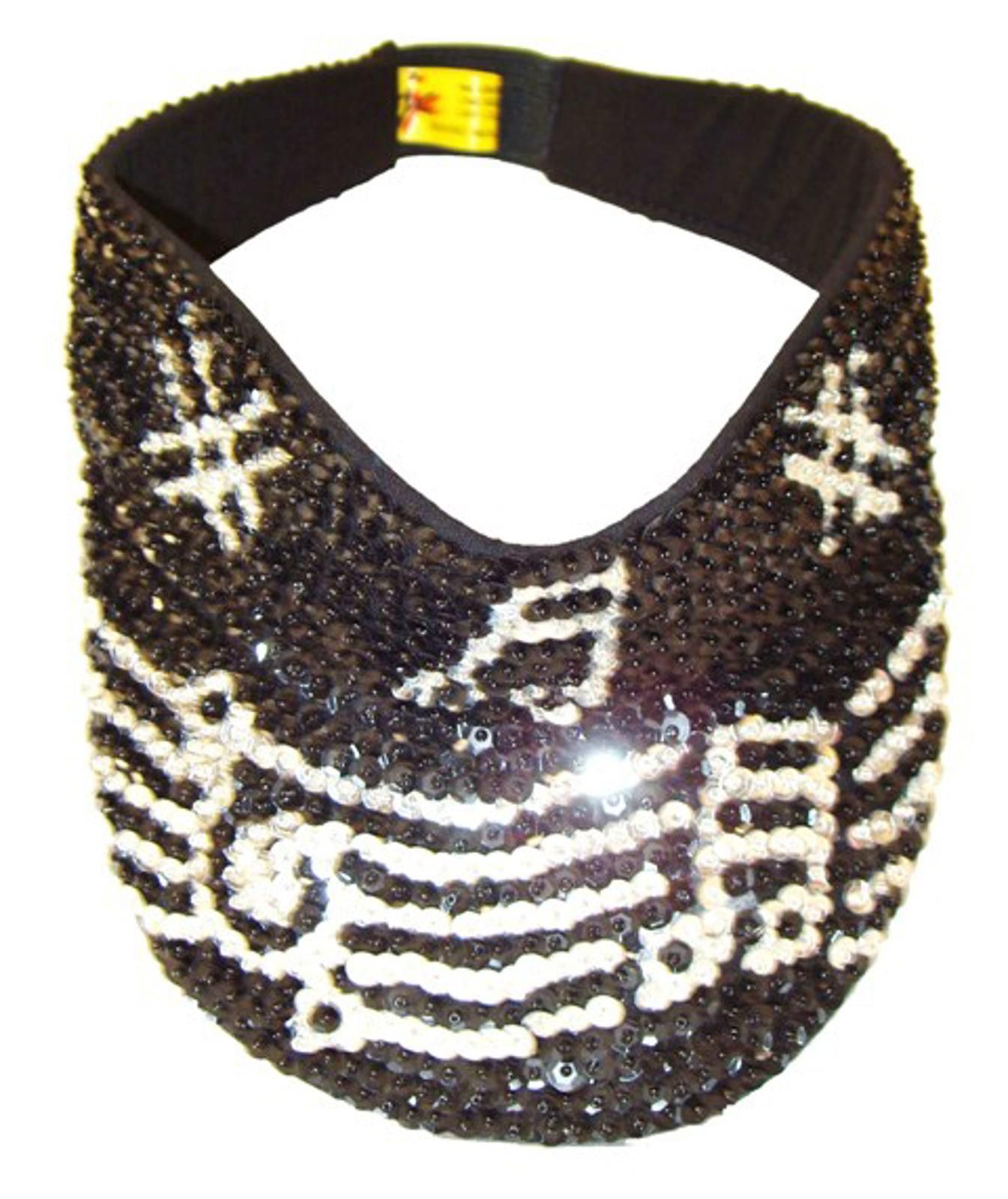 Designer Sequin Sun Visor Black with music whiter Size ONE SIZE - 1 Preview