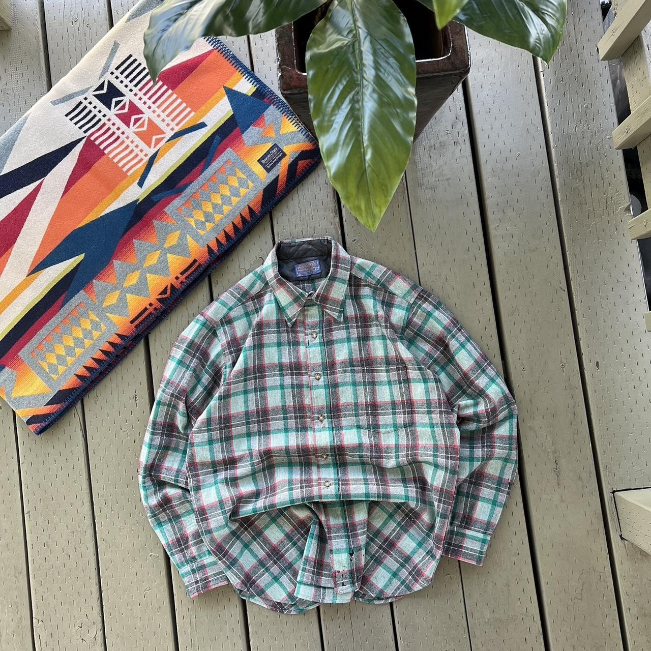 Pendleton × Vintage Vintage 80's Pendleton Flannel Wool Shadow Plaid Flap Pocket Size US L / EU 52-54 / 3 - 1 Thumbnail