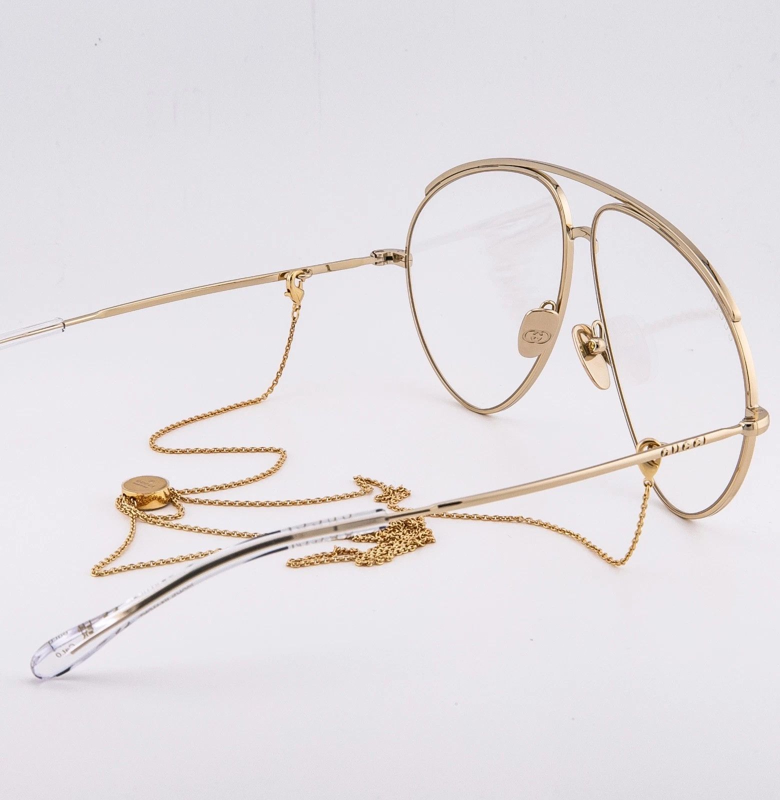 Gucci GUCCI 1654 Gg1654S Gold Clear Chain Charm Style Sunglass 010 Size ONE SIZE - 4 Thumbnail