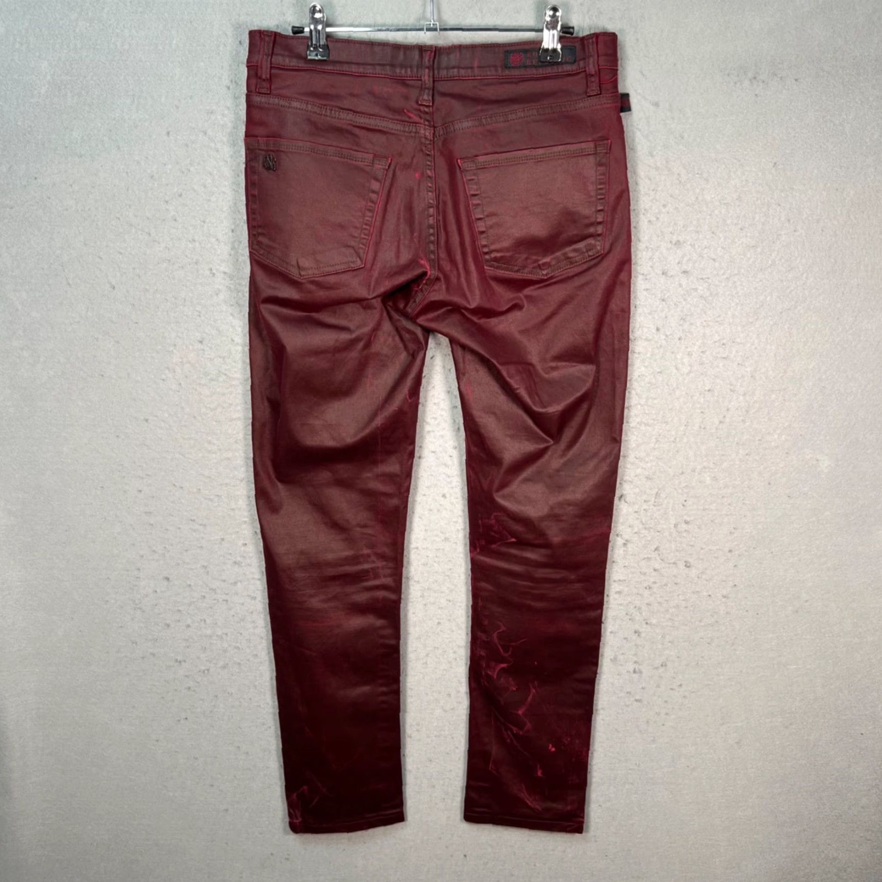 Vintage VINTAGE Rock & Republic Womens Jeans Slim 8 Burgundy Coated Mid 5-Pocket Denim Red Rock Womens Mens? Size 30" / US 8 / IT 44 - 2 Thumbnail