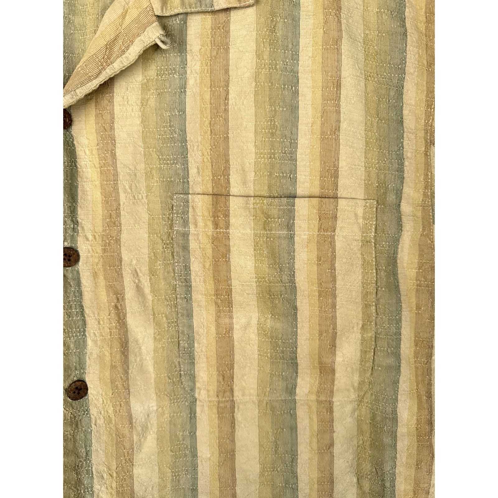 Tommy Bahama Tommy Bahama Shirt Men XL Yellow Stripe 100% Silk Button Up Hawaiian Shirt Mens Regular Slim Beach Holiday 80s 90s Designer Silk Stripe Size US XL / EU 56 / 4 - 6 Thumbnail