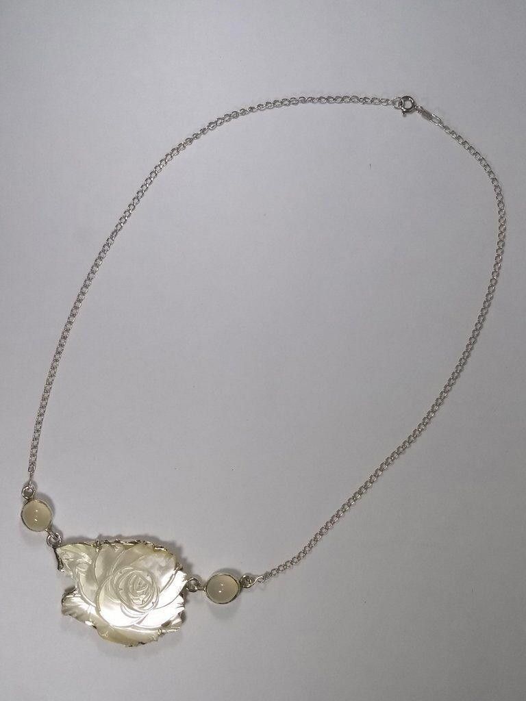 Designer Alberto Mexican Handmade Moonstone Sterling Silver Necklace Size ONE SIZE - 3 Thumbnail