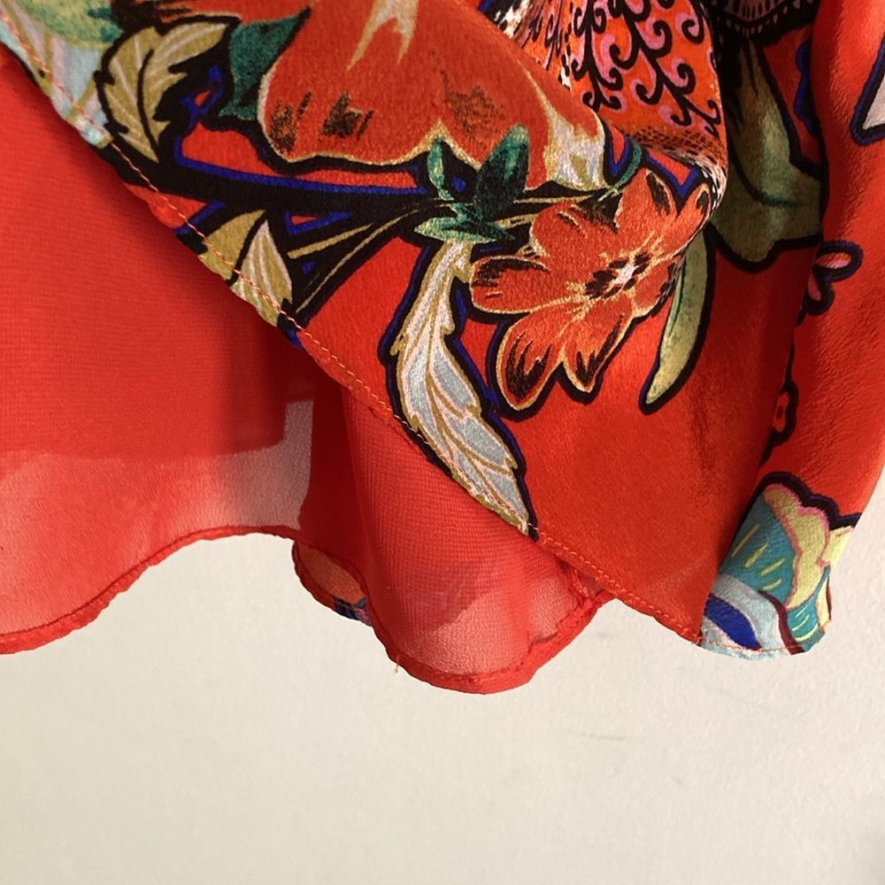 Anthropologie Maeve Size M Orange Chiffon Floral A-Line Dress Vintage Styl  | Grailed