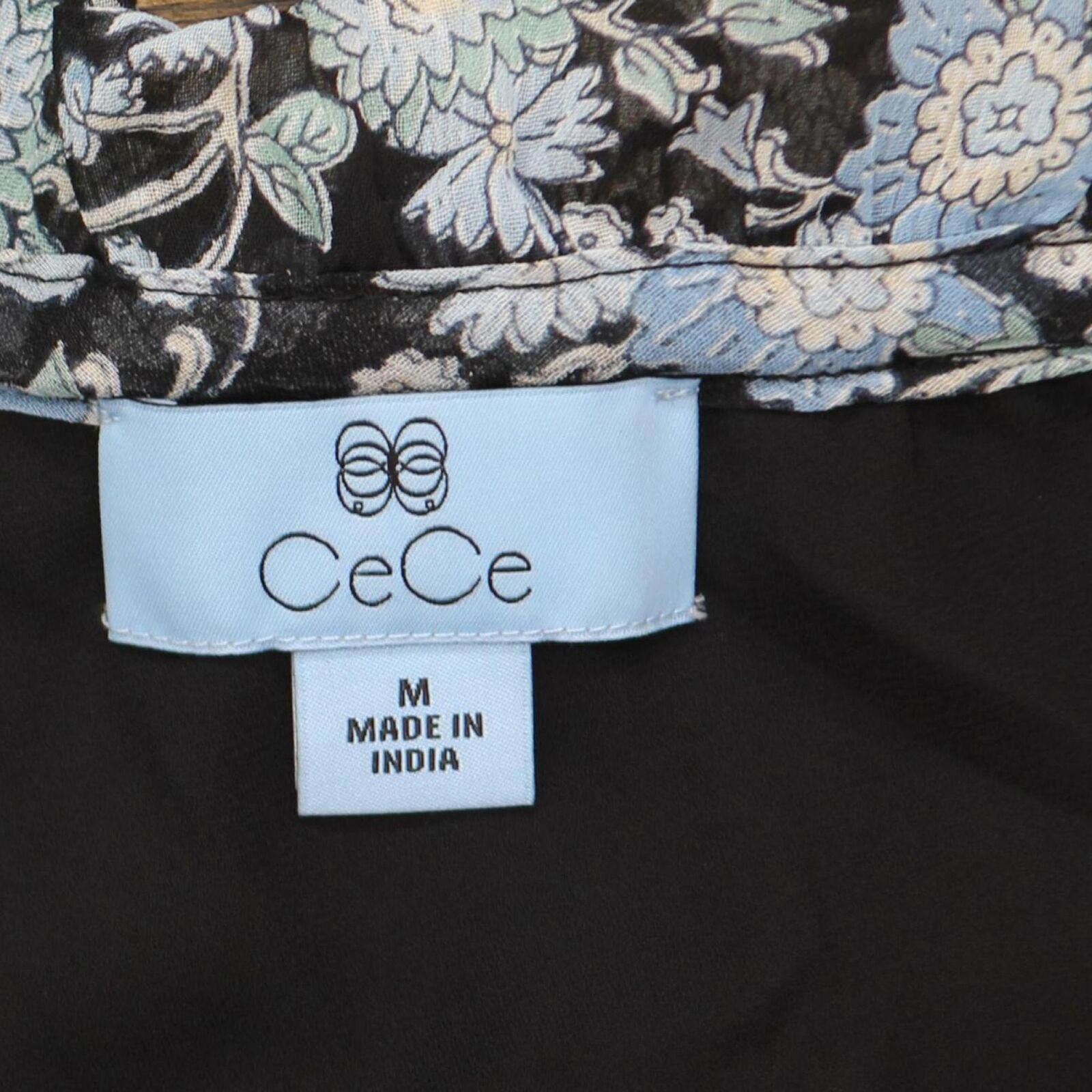 Opening Ceremony NWT Cece Bow Floral-Print Blouse 7033097 M Rich Black Blue Size M / US 6-8 / IT 42-44 - 4 Thumbnail