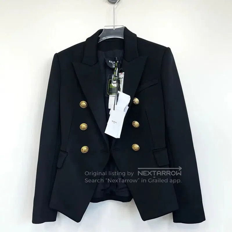 Balmain Women's Black Double-Breasted Jacket .