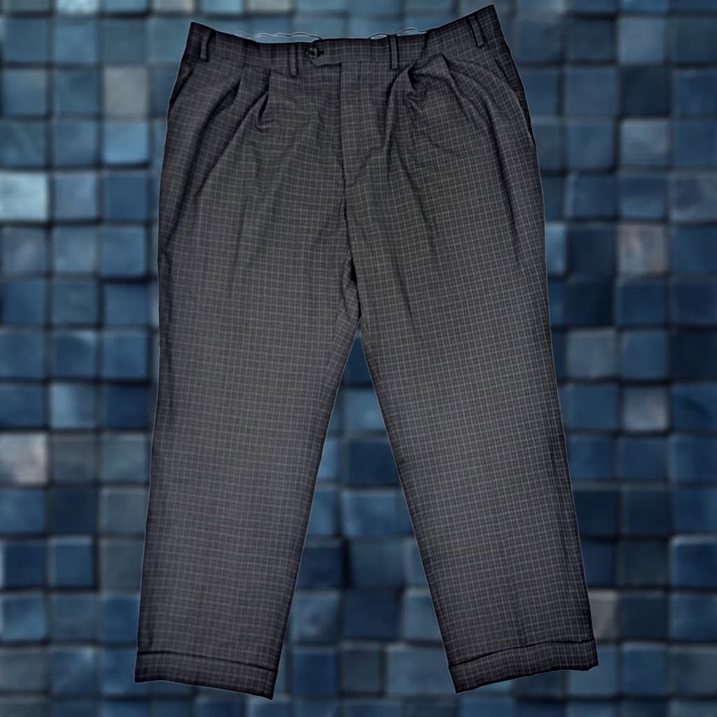Ralph Lauren Ralph Lauren Blue Label Straight Pant Men 42x30 Gray Plaid Dress Pants Reg 42in Waist X 29.5in Inseam Wide USP Logo Zipper Button Hook & Eye Size US 42 / EU 58 - 1 Thumbnail