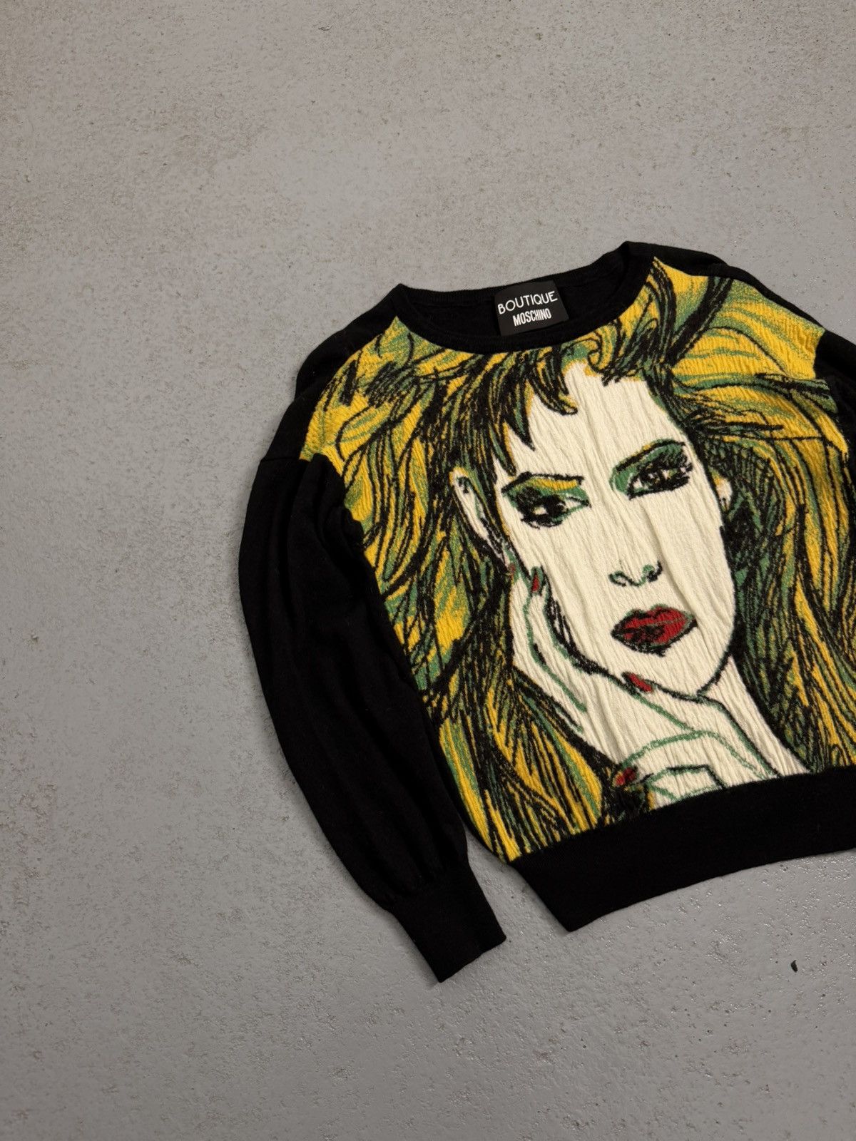 Moschino Vintage 00s Moschino Boutique Portrait Cable Knitted Sweater Size S / US 4 / IT 40 - 3 Thumbnail