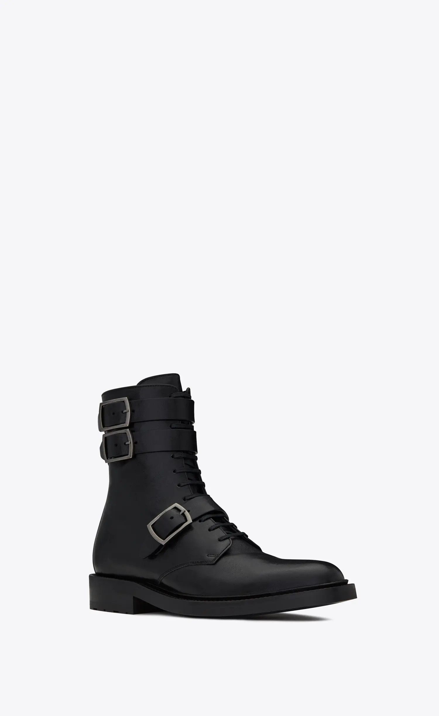 Saint Laurent Paris o1b1hav111224 Army Booties Kangaroo Embossed Leather Black Size US 9.5 / IT 39.5 - 2 Thumbnail