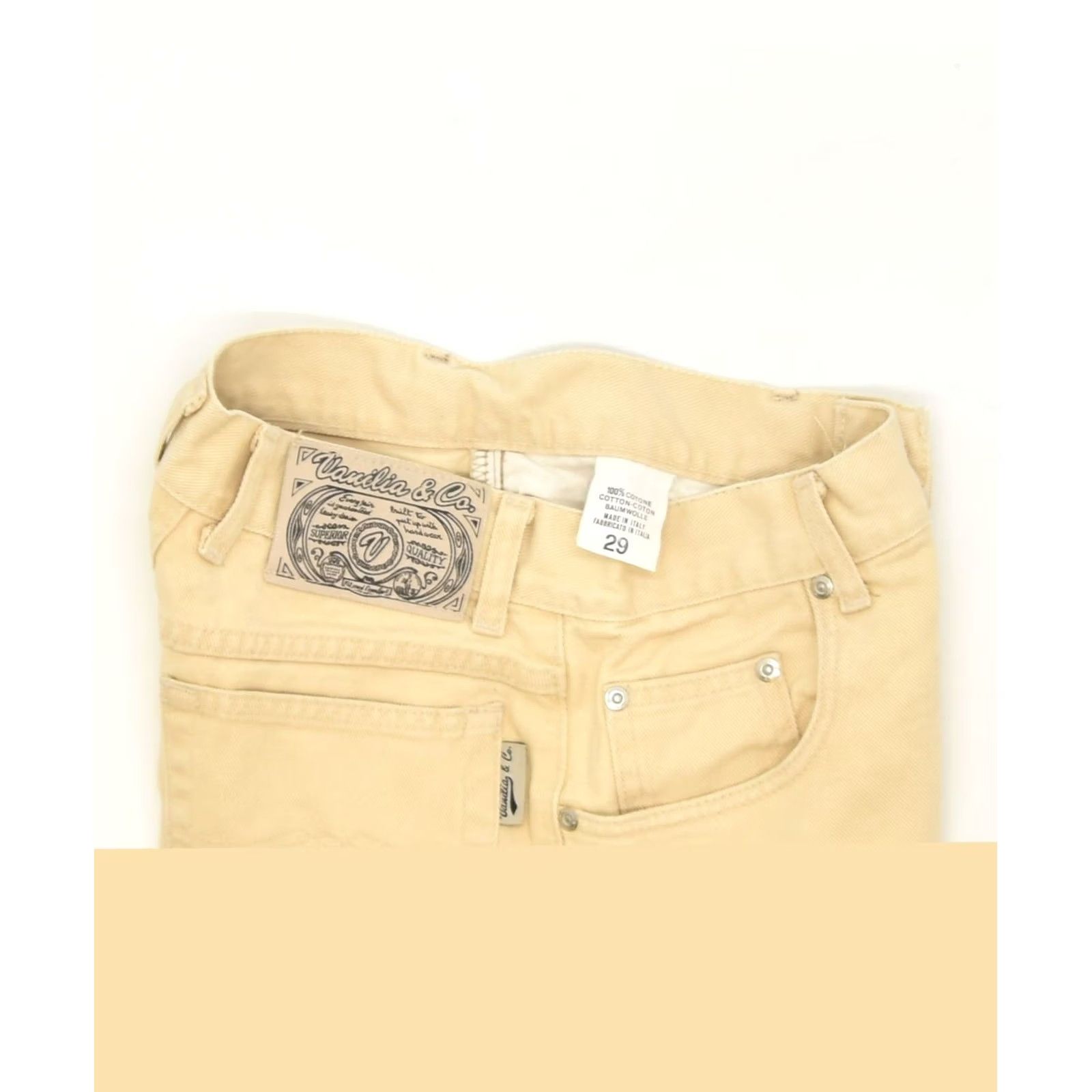 Vintage VANILIA & CO. Womens Tapered Jeans Beige Cotton Classic W26 L29 Size 26" / US 2 / IT 38 - 4 Thumbnail