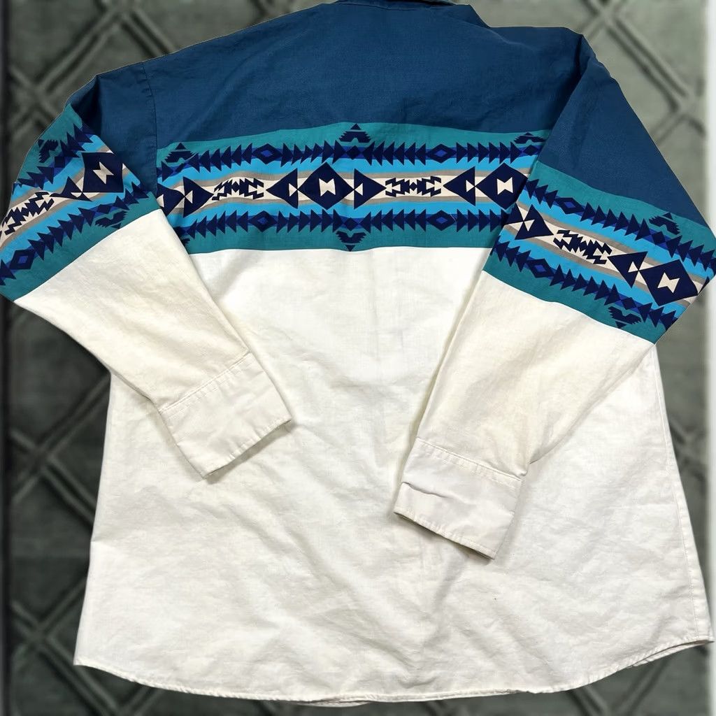 Vintage Panhandle Slim Western Shirt Aztec Black Pearl Snap Large Men Shirt Size US L / EU 52-54 / 3 - 1 Thumbnail
