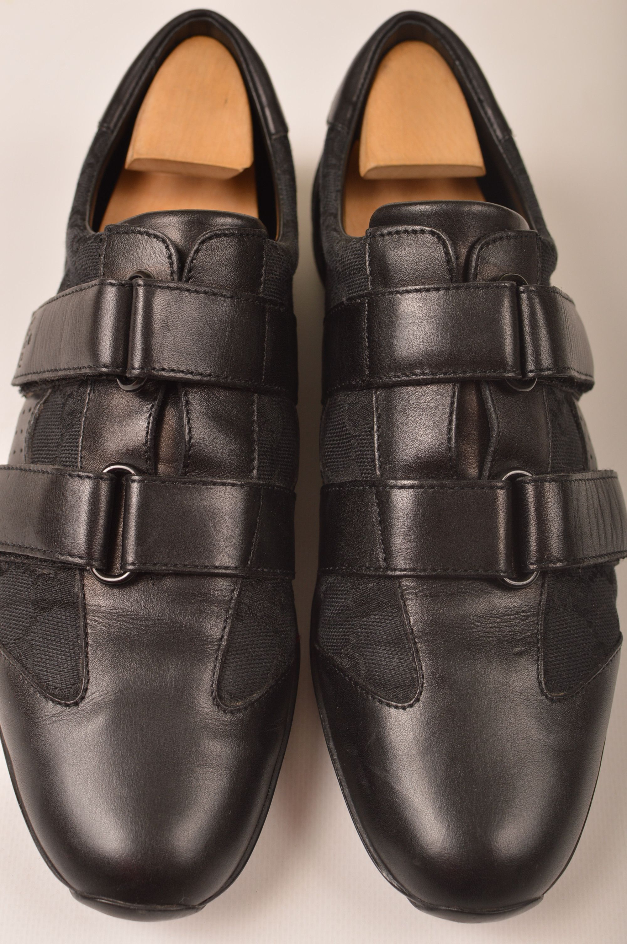 Gucci Gucci GG Monogram Low-Top Black Leather Sneakers Size US 8 / IT 38 - 3 Thumbnail