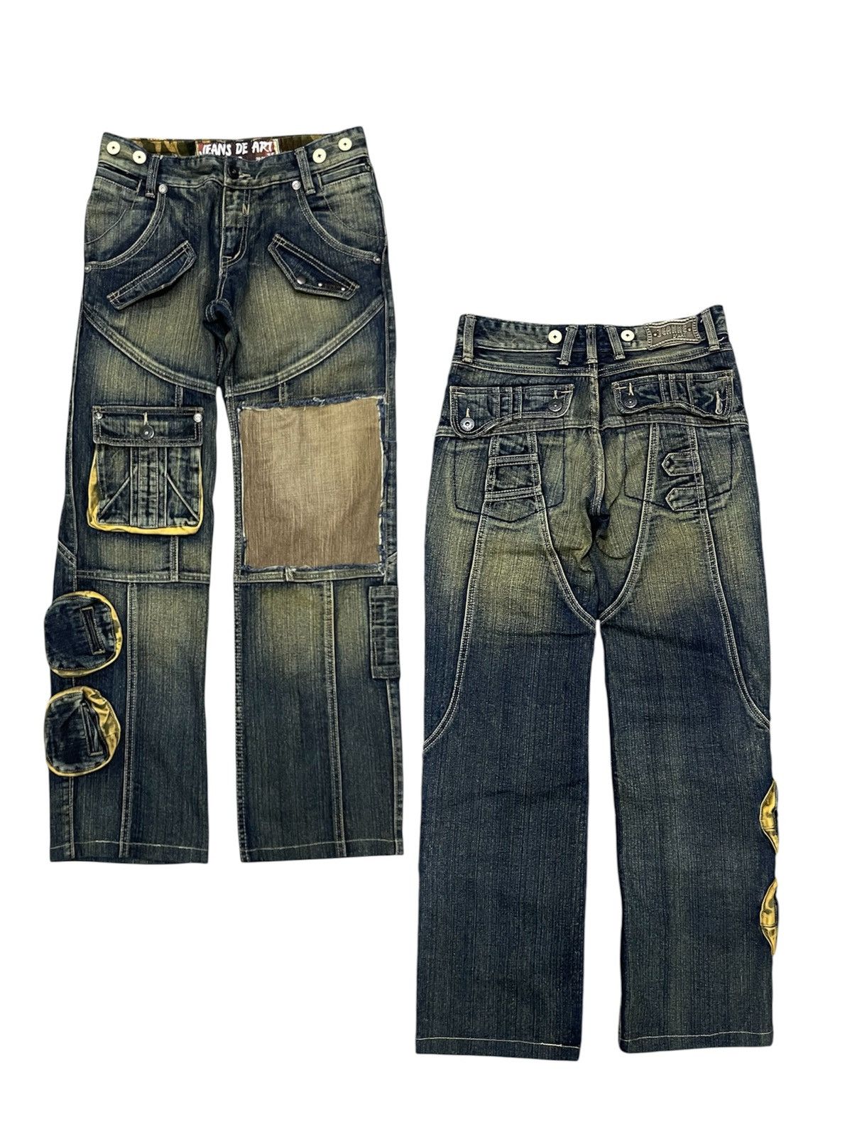 If Six Was Nine 2000s JEANS DE ART WASHABLE MULTIPOCKET JEANS RARE Size US 29 - 1 Thumbnail