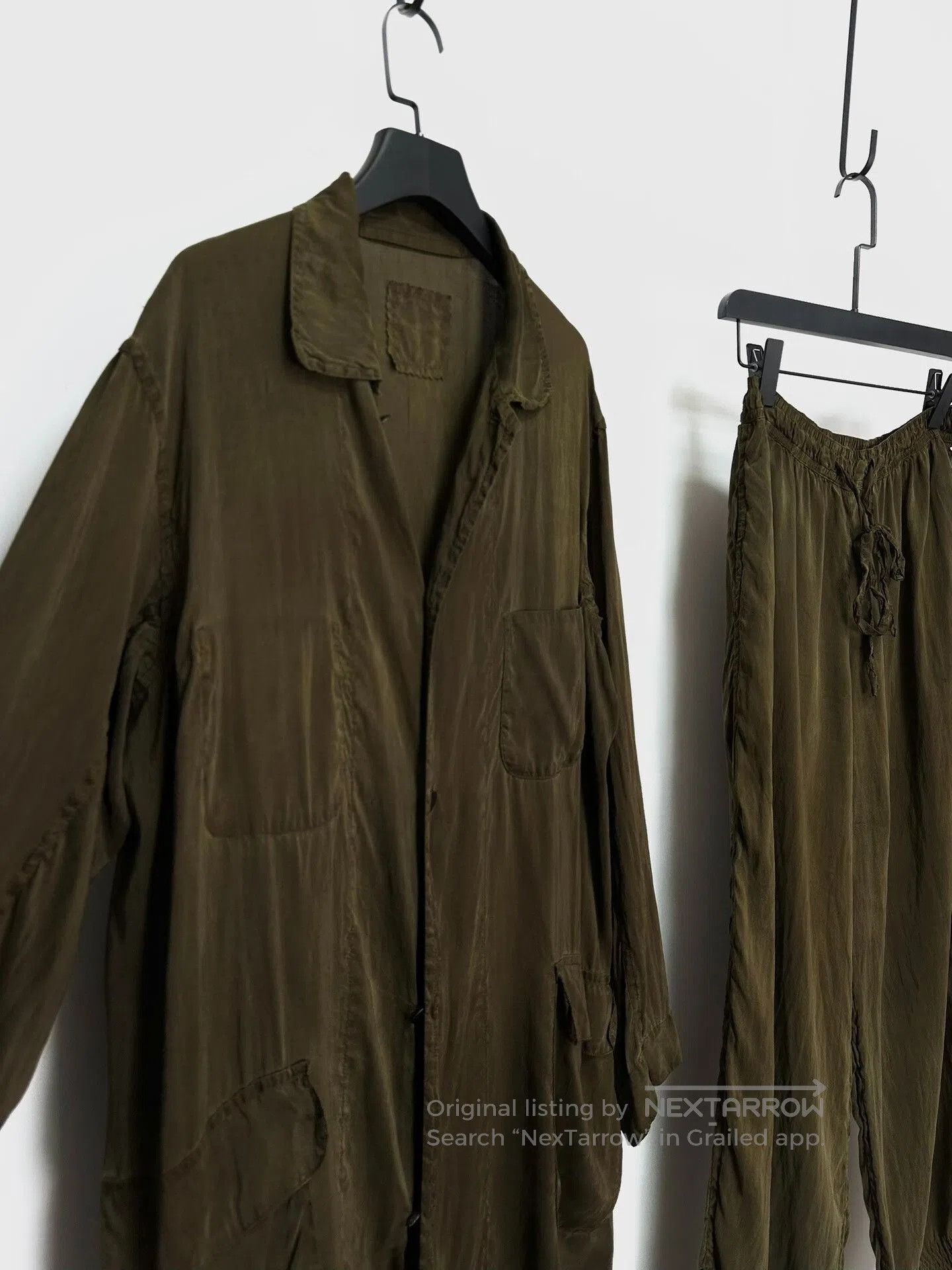 Casey Vidalenc olive silk outfit by chez vidalenc. Size M / US 6-8 / IT 42-44 - 4 Thumbnail